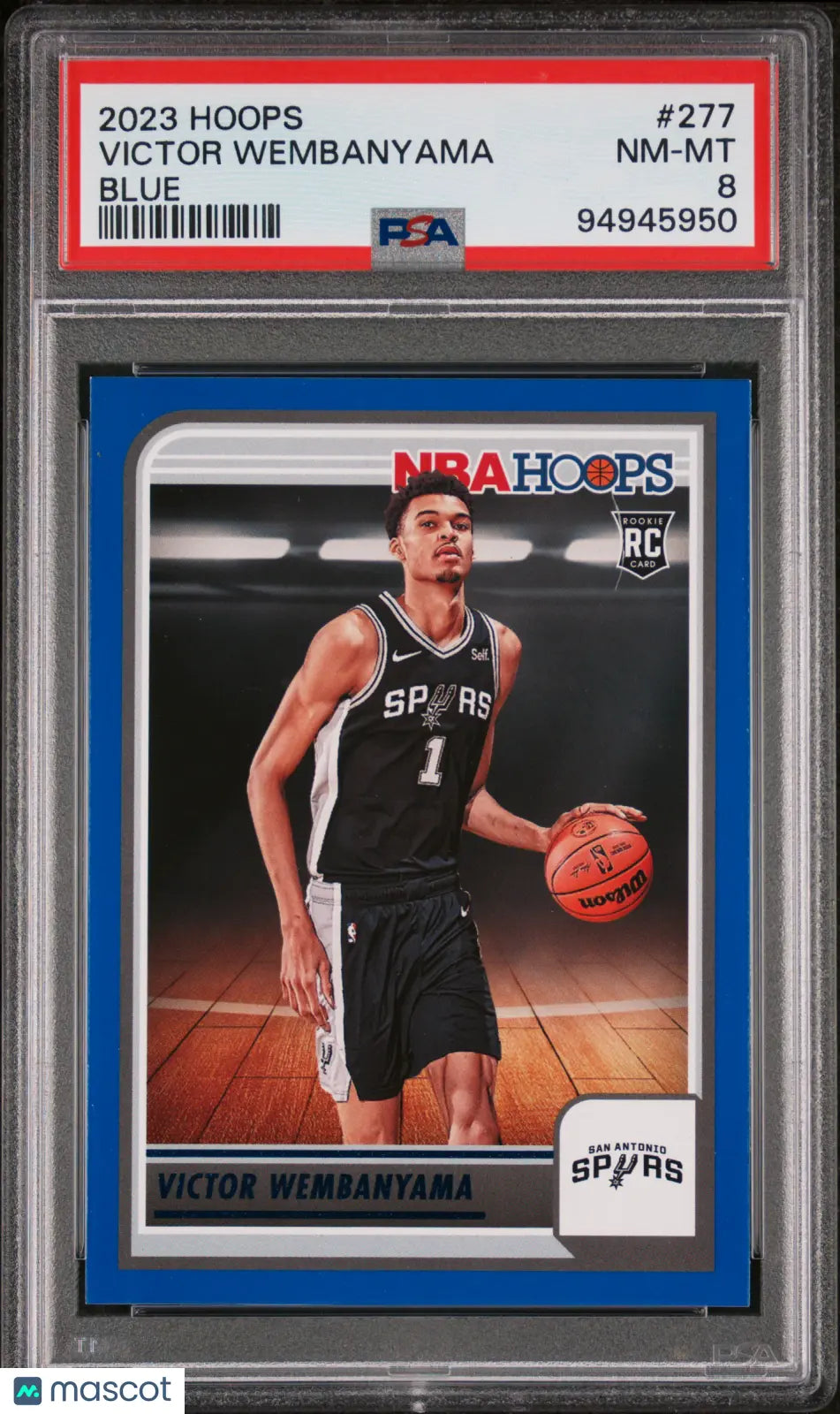 2023 Panini NBA Hoops Victor Wembanyama Rookie Card Blue Parallel PSA 8 Graded - Collectible Basketball Trading Card for Fans & Investors | Perfect for Display, Trading, and Portfolio Diversification