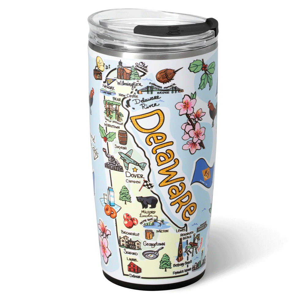 22oz Delaware Tumbler with Lid and Straw - Insulated Stainless Steel Water Bottle for Hot & Cold Drinks - Perfect for Office, Gym, Hiking and Outdoor Activities