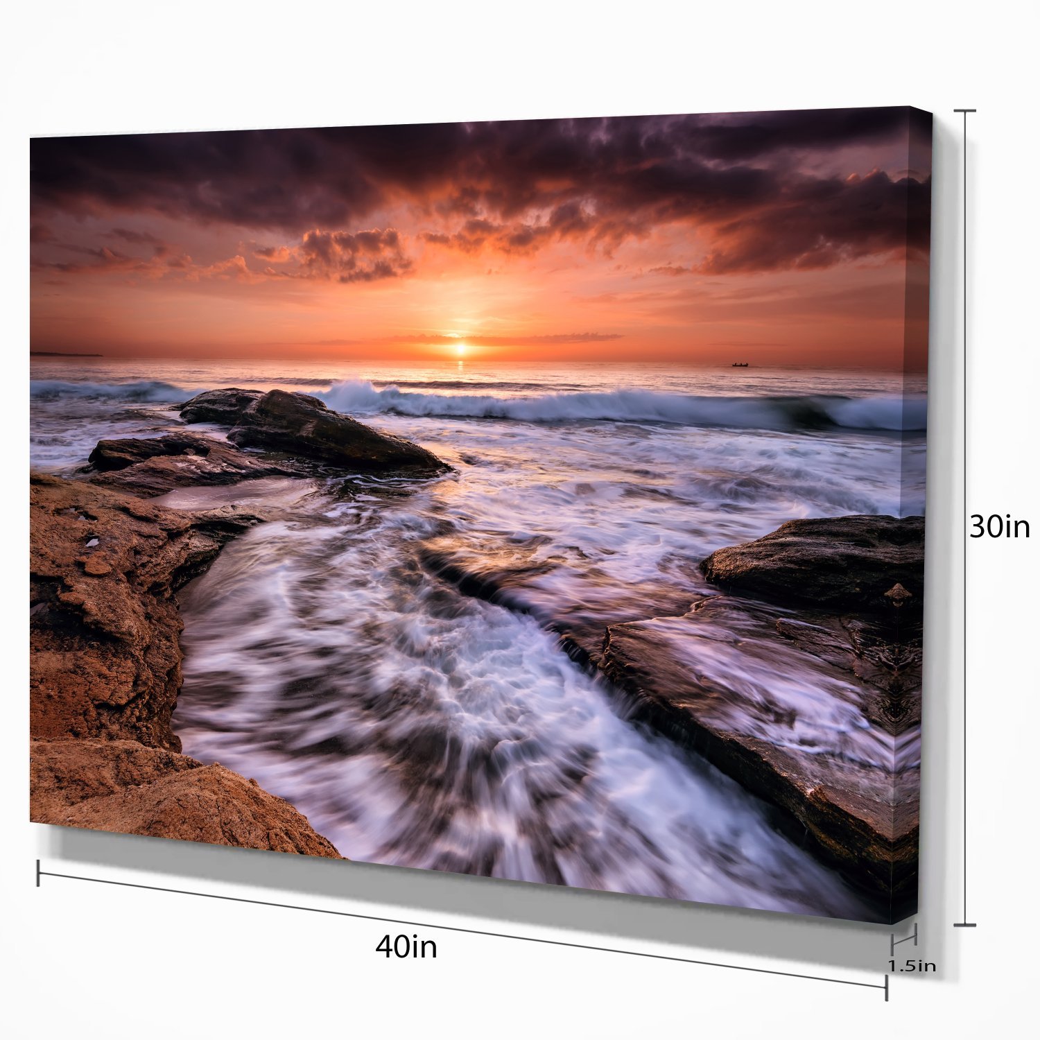 Waves Hitting Rocky Beach Burgas Bay Seashore Canvas Art Print - Coastal Wall Decor for Living Room, Bedroom & Office - Ocean Landscape Painting for Beach House & Seaside Theme Decor