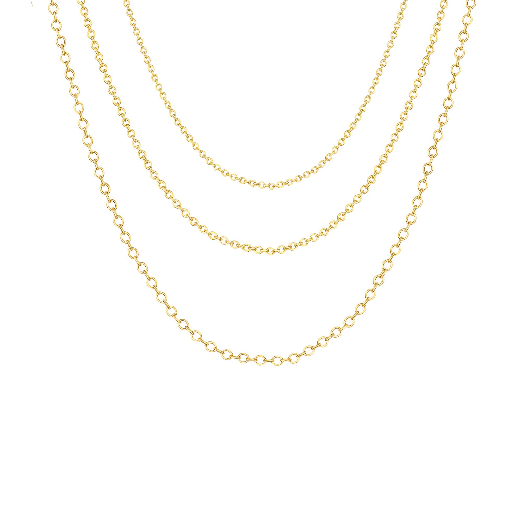 18K Solid Yellow Gold Round Cable Chain Necklace - Dainty Minimalist Jewelry Gift for Women - 16
