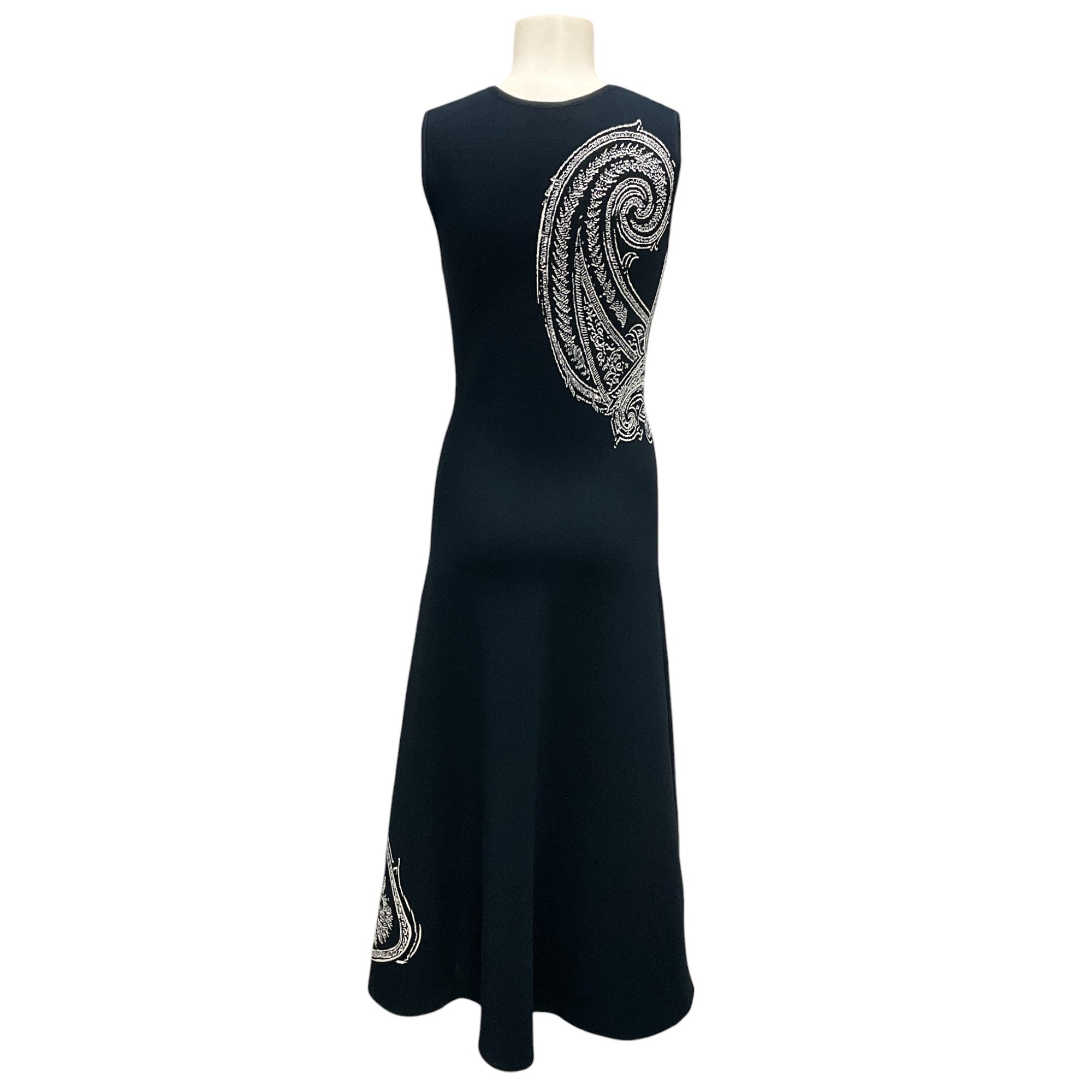 Etro Navy & White 2022 Paisley Print Sleeveless Knit Midi Dress for Women | Summer Beach Party, Wedding Guest, Cocktail Attire