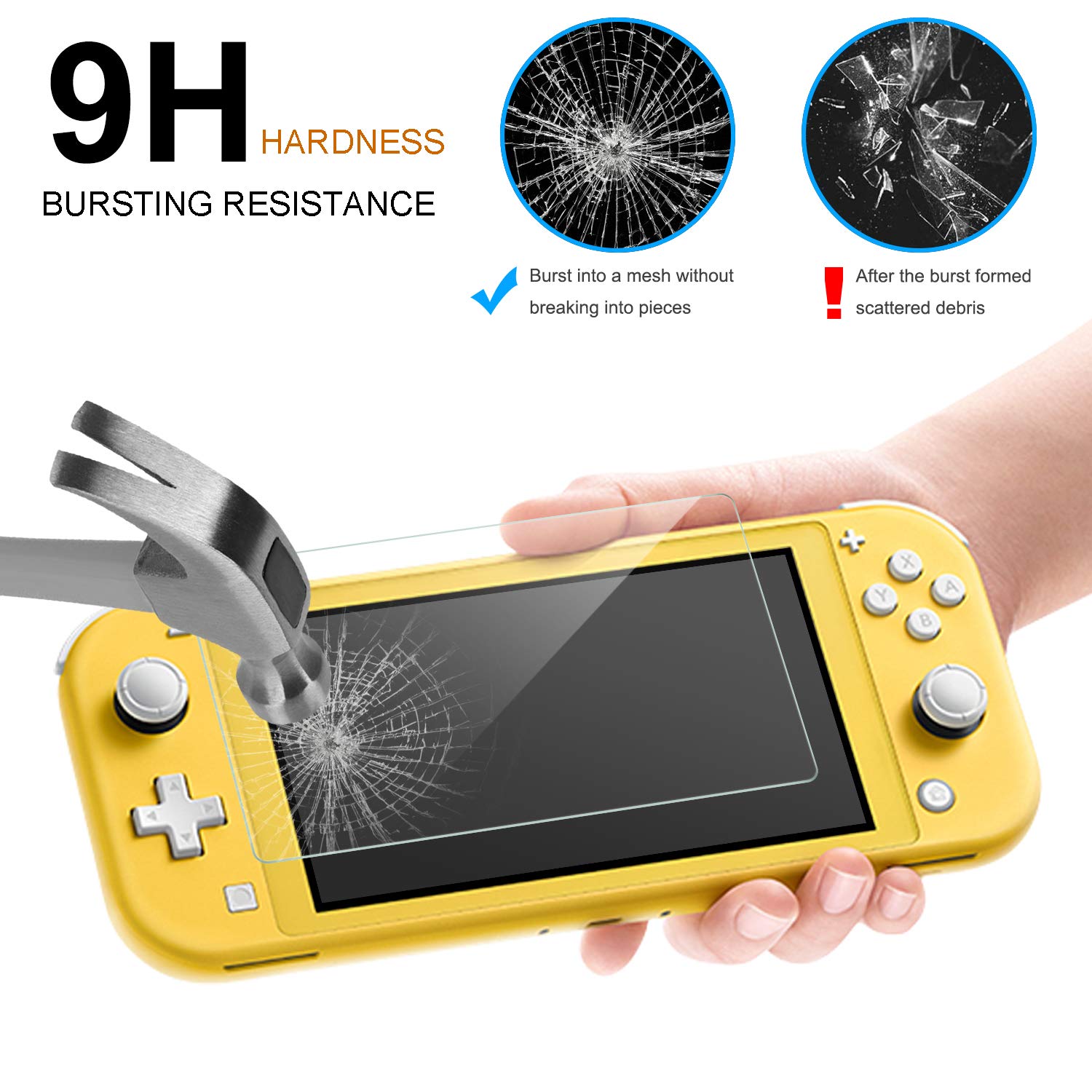 YUANHOT Nintendo Switch Lite Protective Case Set - Shockproof Carrying Case, Screen Protector & Joystick Caps | Travel & Gaming Accessories for Nintendo Switch Lite (Yellow)