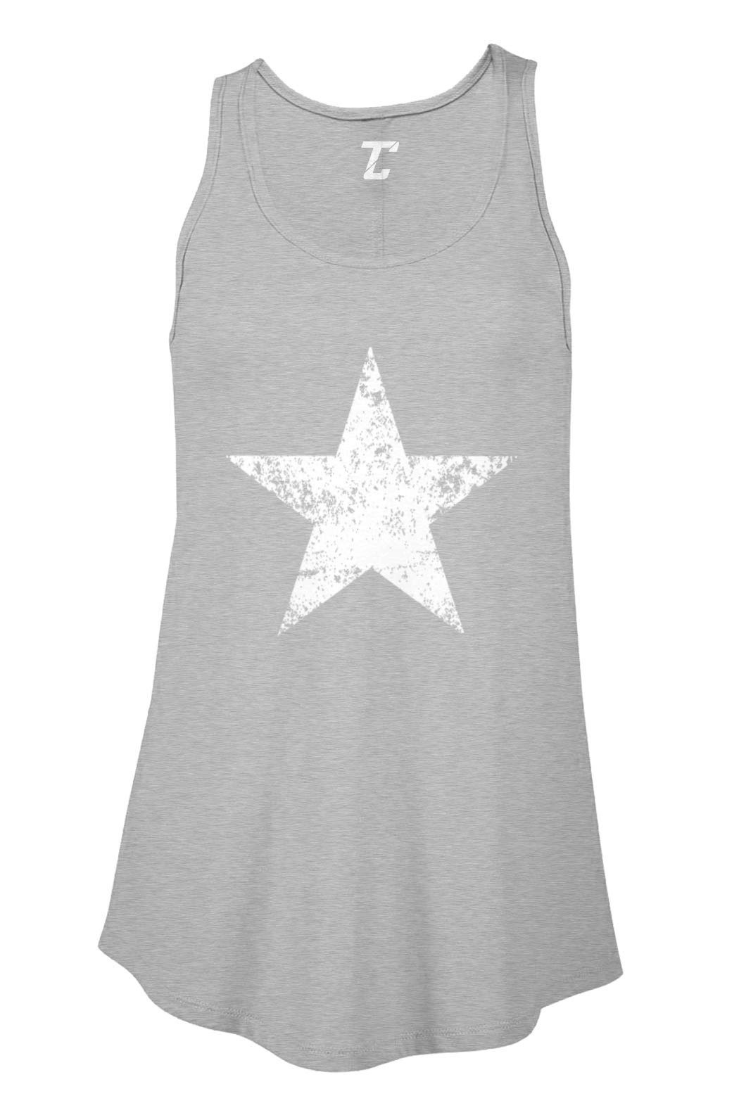 Distressed White Star - Patriotic USA Flag 'Merica Women's Flowy Tank Top | Casual Summer Wear, Fourth of July Outfit, American Pride Apparel