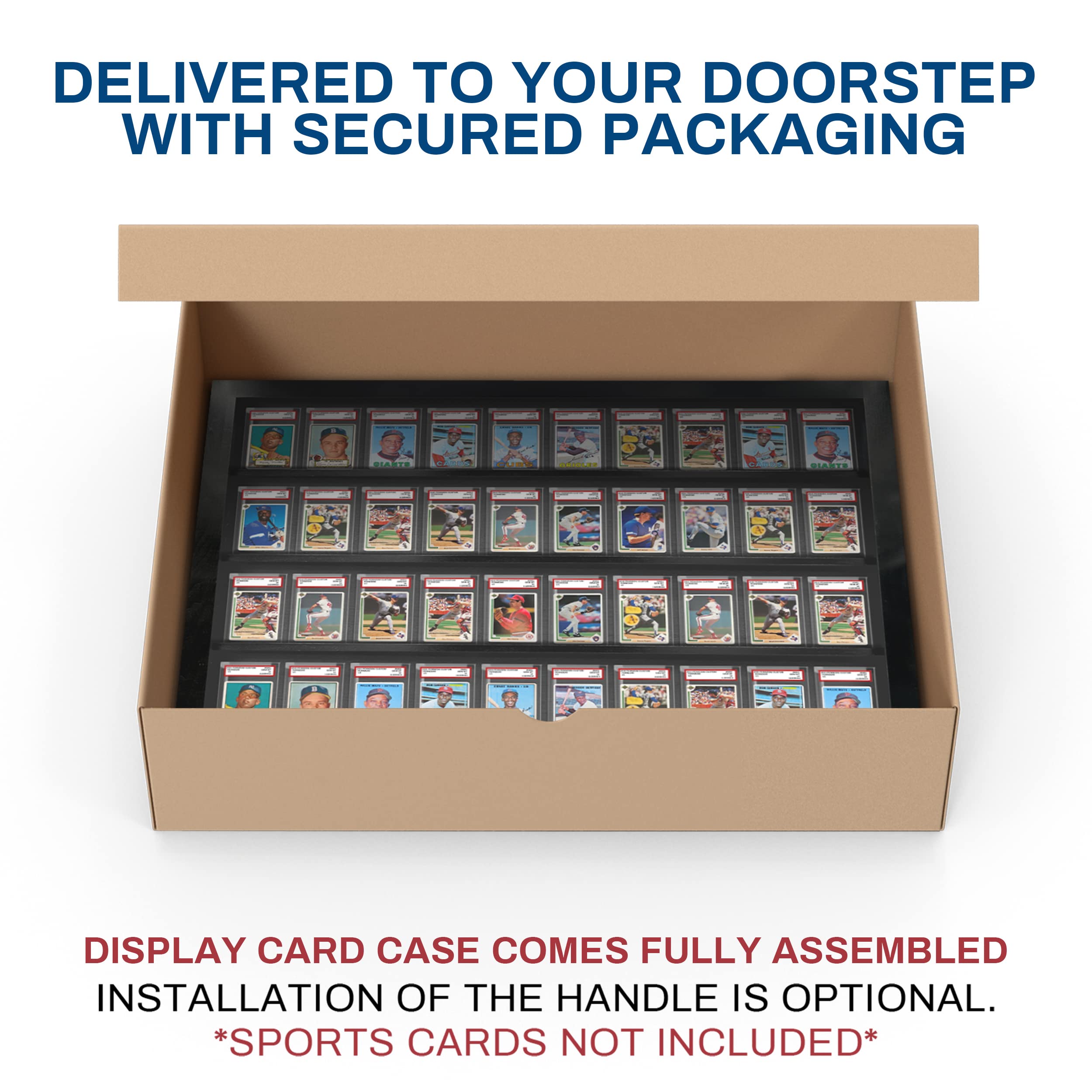 Baseball Card Display Case - 50 Graded Sports Frame with Lock & UV Protection - PSA Certified for Pokemon, Football & Basketball Cards | Perfect for Collectors, Home Decor & Gift Giving