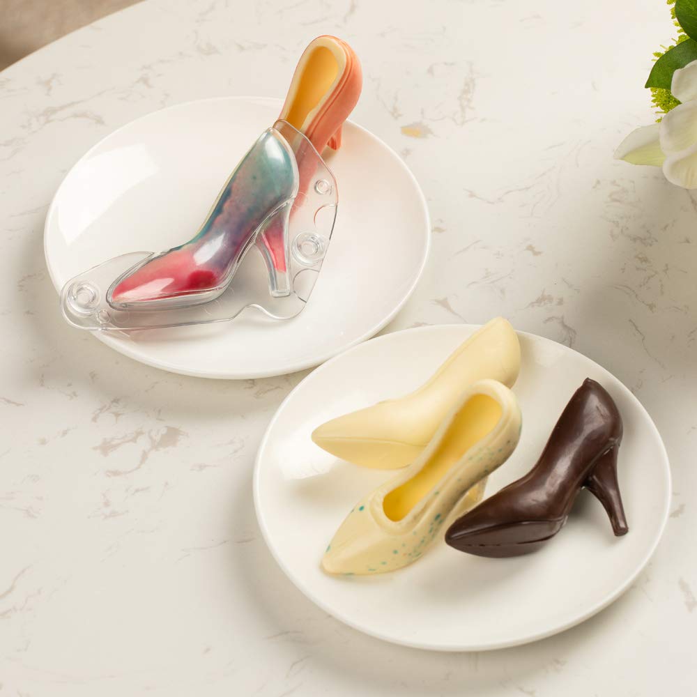 Pastry Tek 4.3 x 1 Inch High Heel Chocolate Molds - Set of 10 Freezer & Dishwasher Safe Polycarbonate Molds for Baking, Easy Release Platform Shoe Chocolate Molds - Perfect for Birthday Cakes, Wedding Favors, and DIY Dessert Decorations
