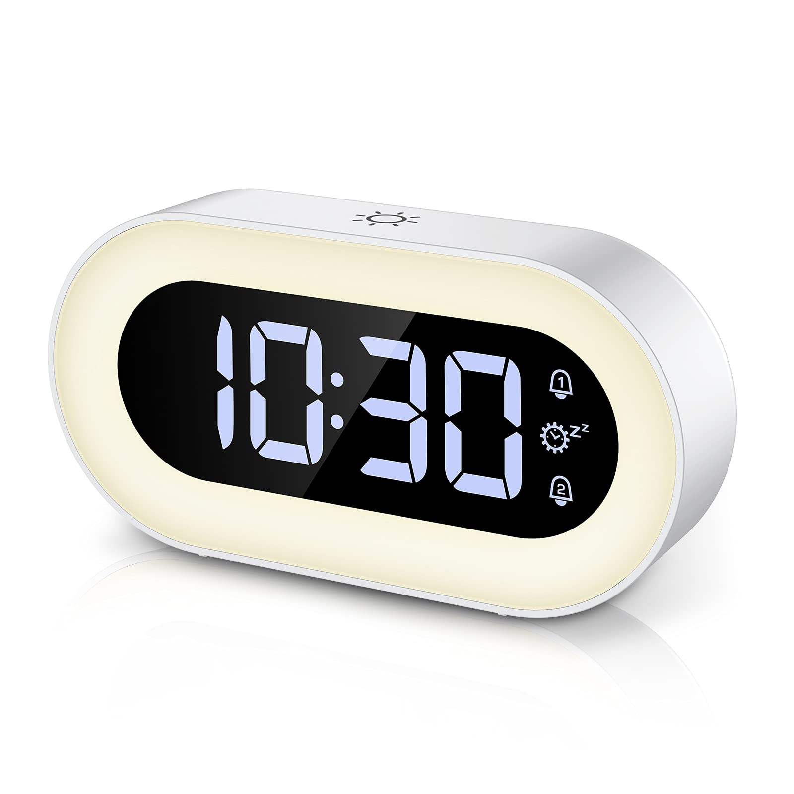 AMIR Digital Alarm Clock with Music & Night Light - Adjustable Brightness (0-100%), Dual Alarm, Snooze, 12/24H Display, Volume Control - Perfect for Heavy Sleepers, Bedrooms, Offices & Travel