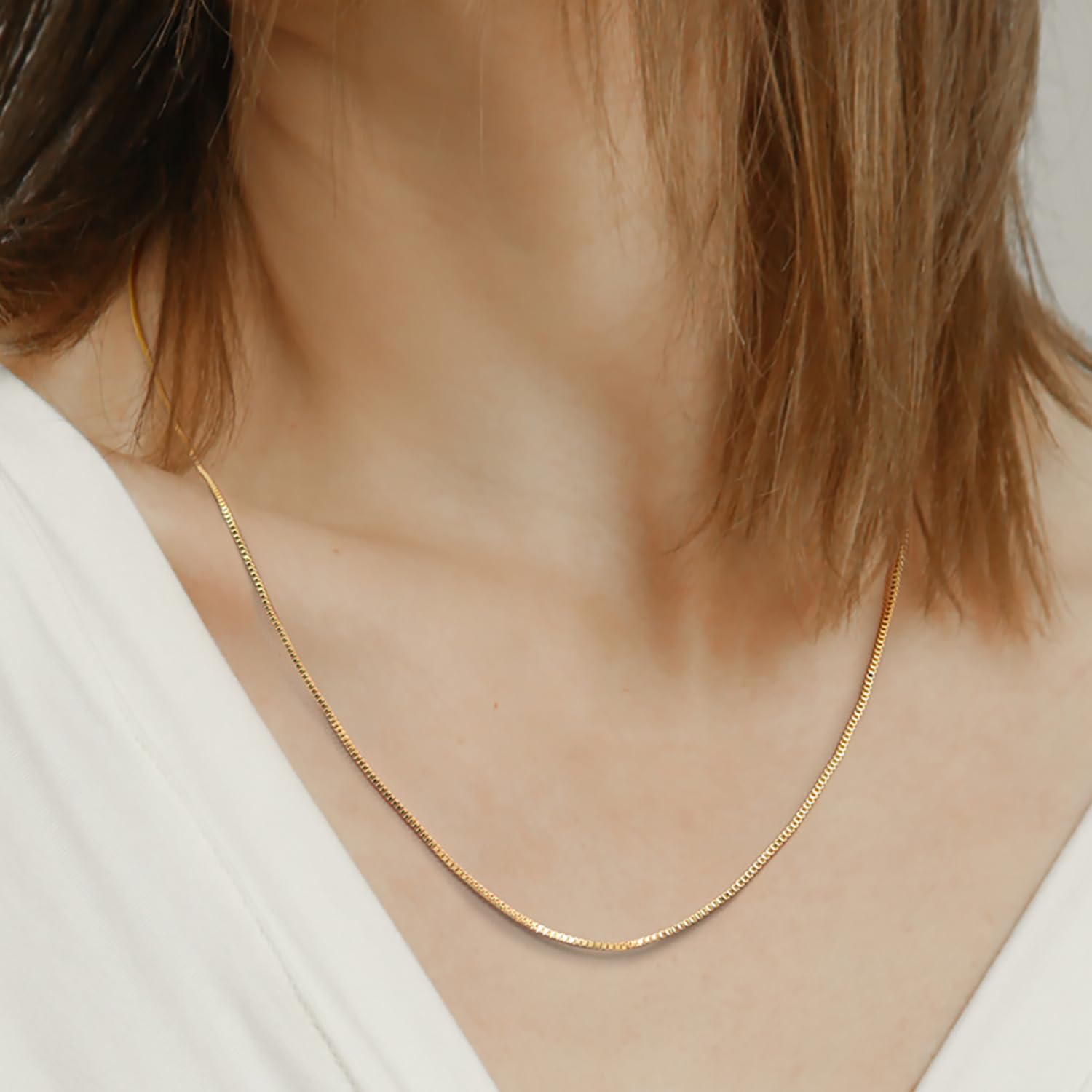 14K Gold Necklace for Women & Men - 1mm Thin Box Chain, Minimalist Classic Hip-Hop Necklace - Non-Tarnish, 16-26 Inch - Perfect for Everyday Wear, Gifts & Special Occasions