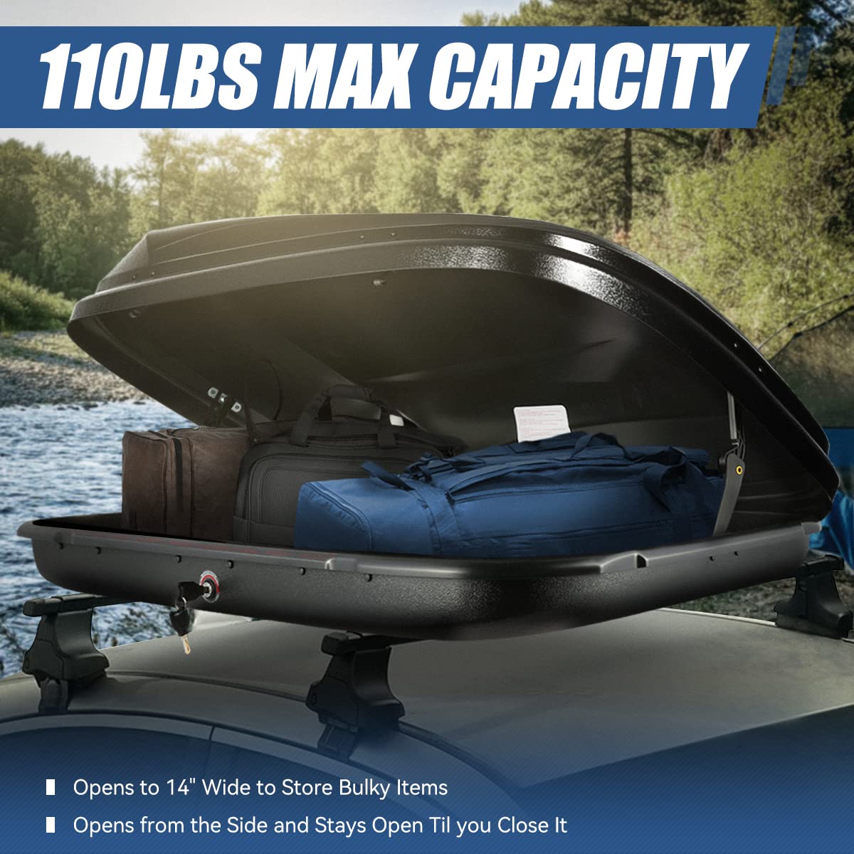 Auto Dynasty Heavy Duty Hard Shell Roof Top Cargo Carrier - 53