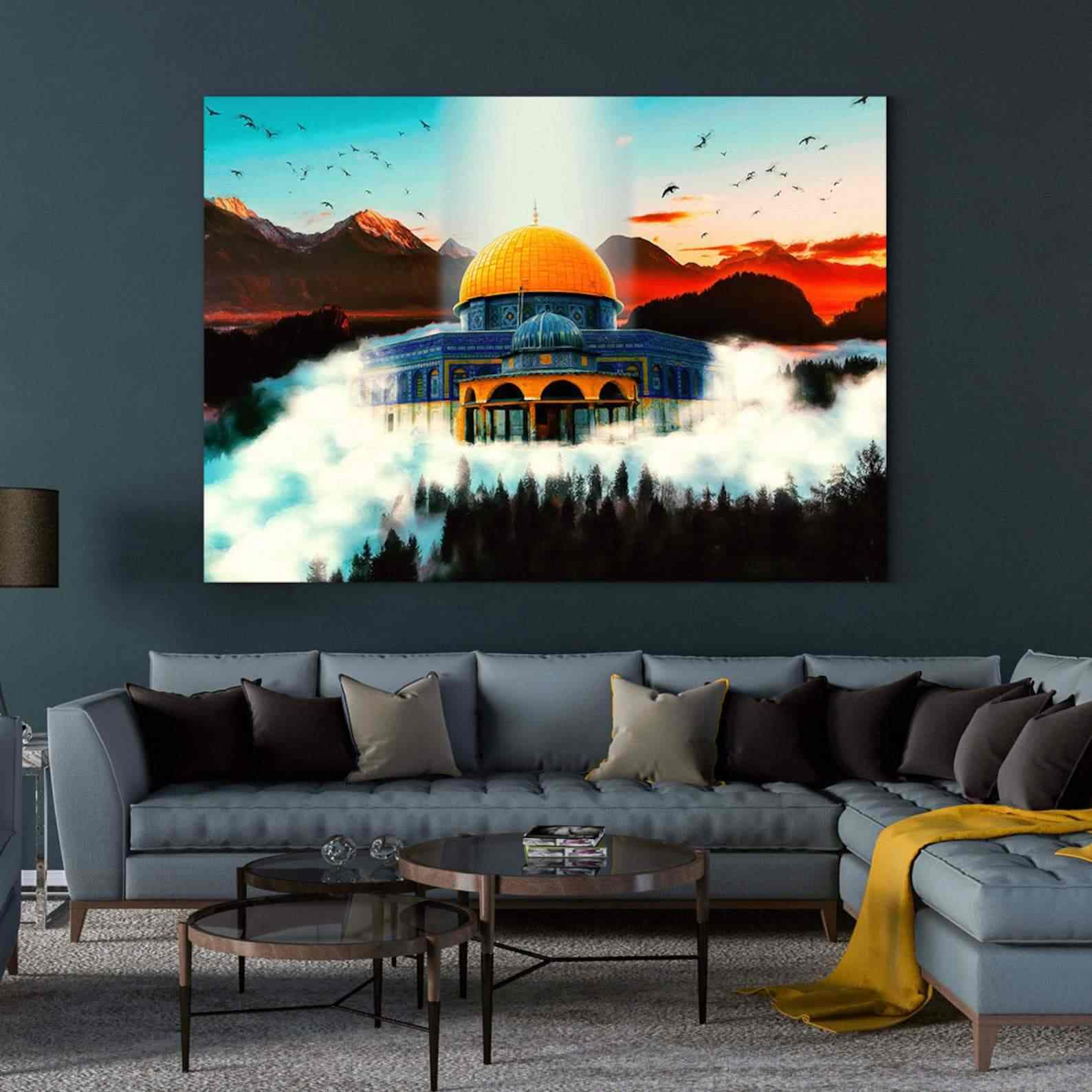 Stunning Canvas Print of Masjid Al Aqsa & Dome of the Rock at Sunset - Islamic Wall Art for Home Decor, Office & Mosque