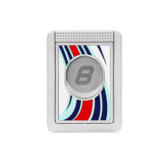 Premium S.T. Dupont CC X Stands Le Mans Blue & Chrome Double Guilloche Cigar Cutter - Luxury Cigar Accessory for Smooth Cuts at Home, Parties & Gifting