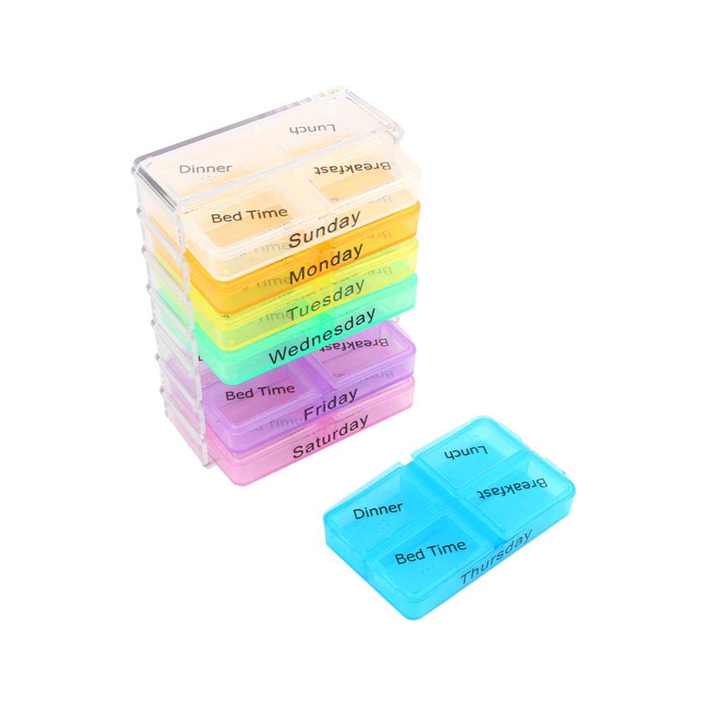 7-Day Weekly Pill Organizer with Daily Compartments - Portable Vitamin & Fish Oil Storage Box - Perfect for Travel, Home, and Office Use