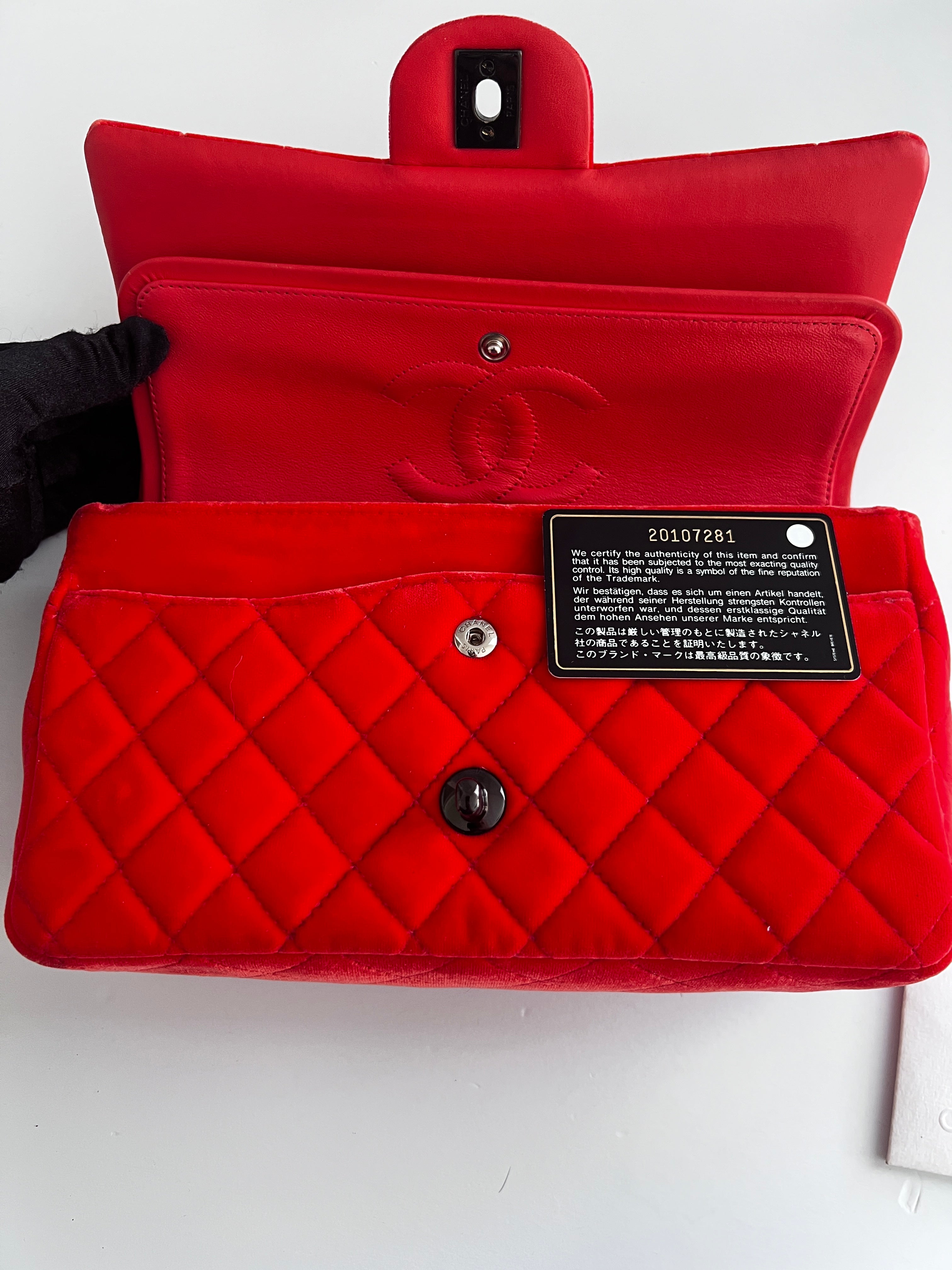 Chanel Orange Velvet Double Flap Bag - Medium Size Luxury Handbag for Women | Perfect for Evening Parties, Date Nights & Special Occasions