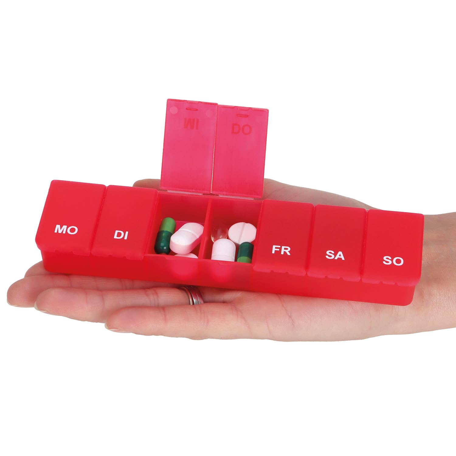 com-four® 7-Day Pill Organizer - Weekly Medicine Box with Daily Compartments for Easy Medication Storage | Perfect for Travel, Home & Office Use