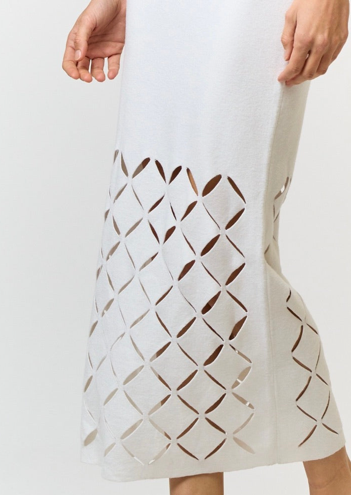 Cut Out Detail Square Neck Sweater Midi Dress for Women - Elegant Winter Knit Dress for Office, Party & Date Night Outfits