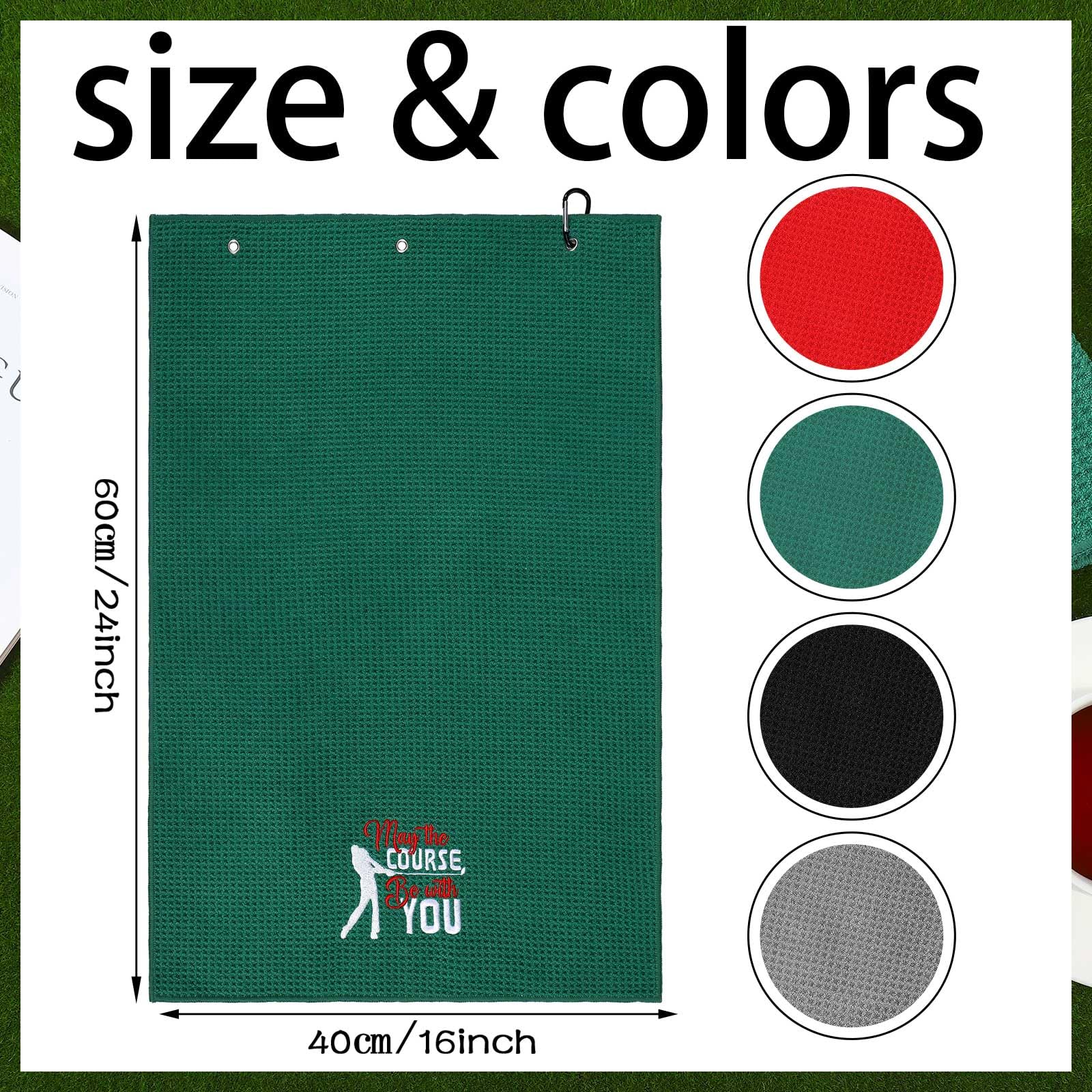 4 Pack Funny Golf Towels with Clip - Embroidered Golf Accessories for Golf Bags & Clubs - Perfect Gift for Men, Women, Golf Fans (24