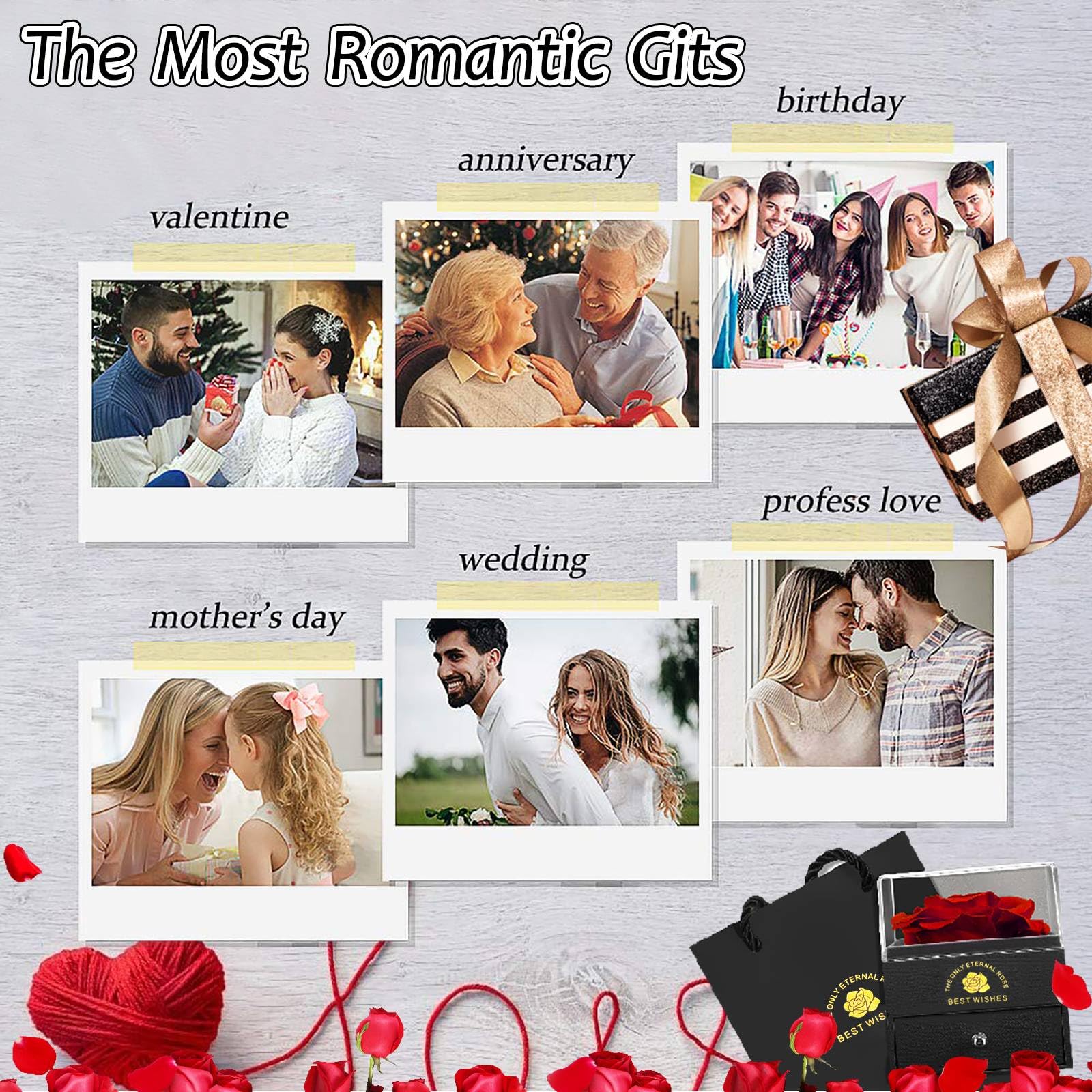 EGEKTBH Preserved Eternal Rose Gift Box with 'Love You' Necklace - Perfect Mother's Day, Birthday, Anniversary & Valentine's Day Gift for Her | Elegant Home Decor & Romantic Keepsake
