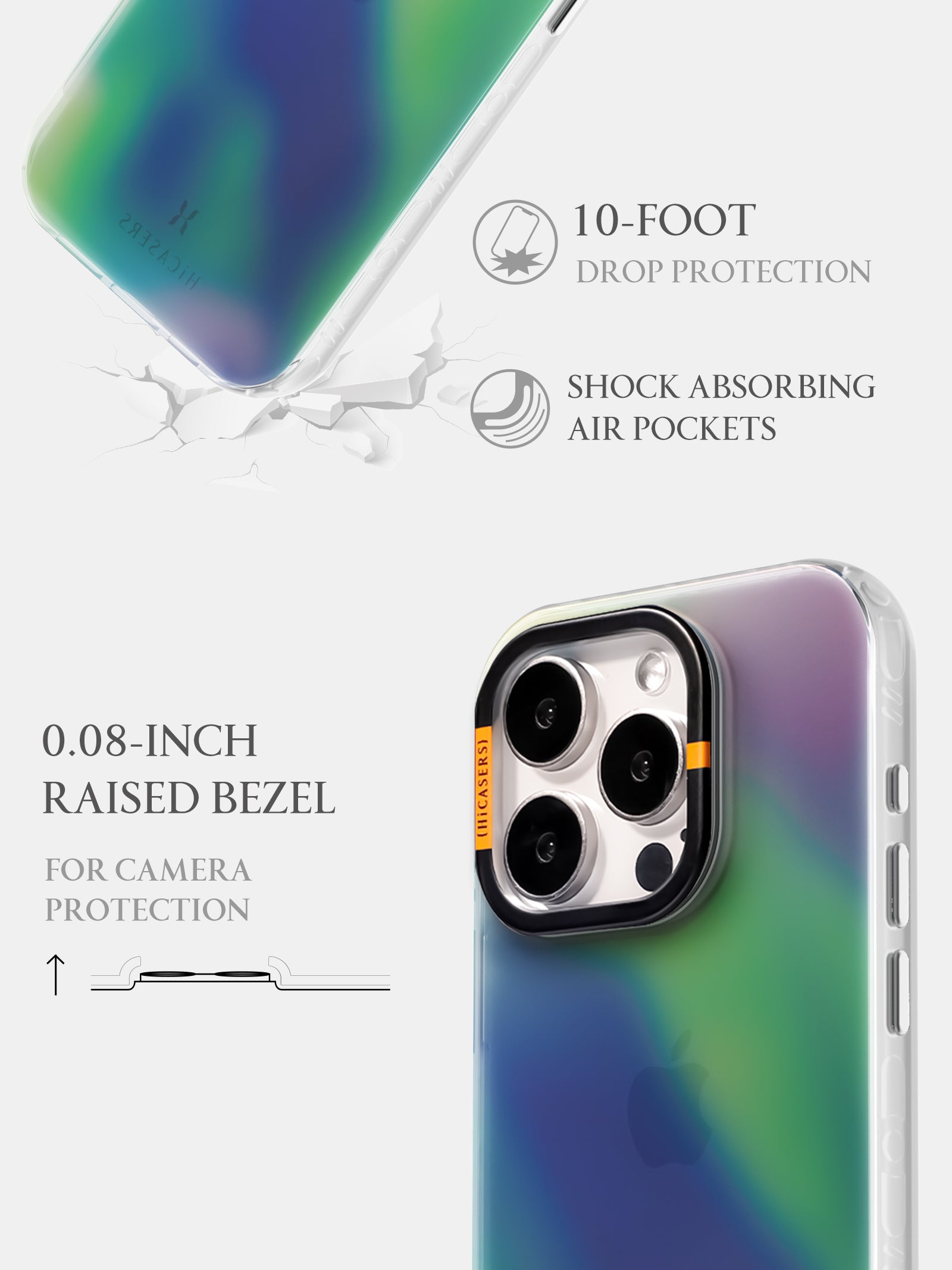 Sky Gradient Iridescent Phone Case - Blue & Green Shimmer - Protective Cover for iPhone & Samsung - Perfect for Everyday Use, Travel & Outdoor Activities