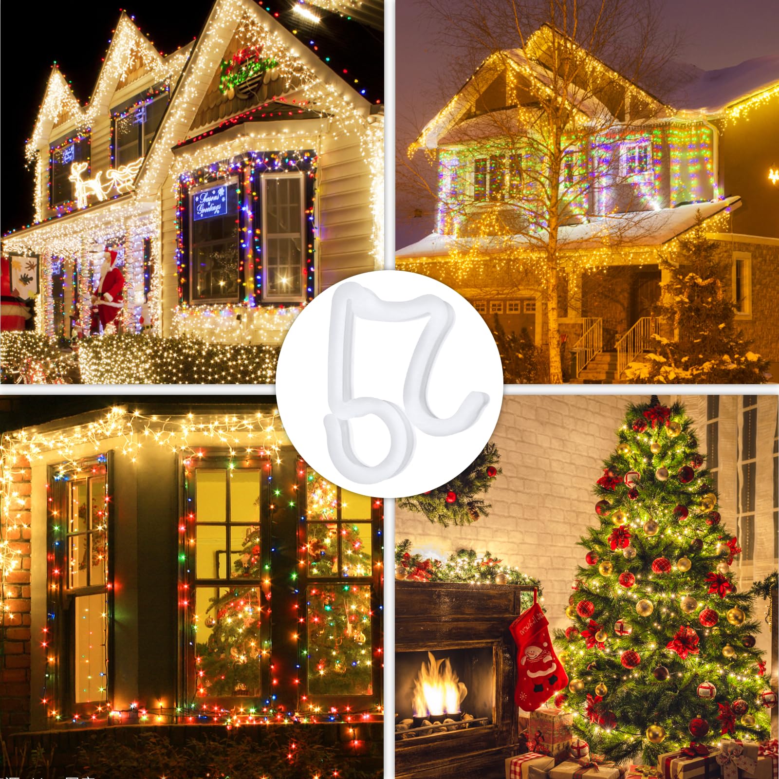200 Pack Clear Mini Christmas Light Clips - Gutter & Shingle Hooks for Outdoor Holiday Lights | Perfect for Roof, Eaves & Christmas Tree Decoration