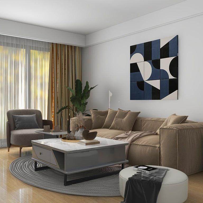 Harper II Modern Marble Coffee Table - Sleek Tech-Inspired Design for Living Room, Office & Lounge Areas