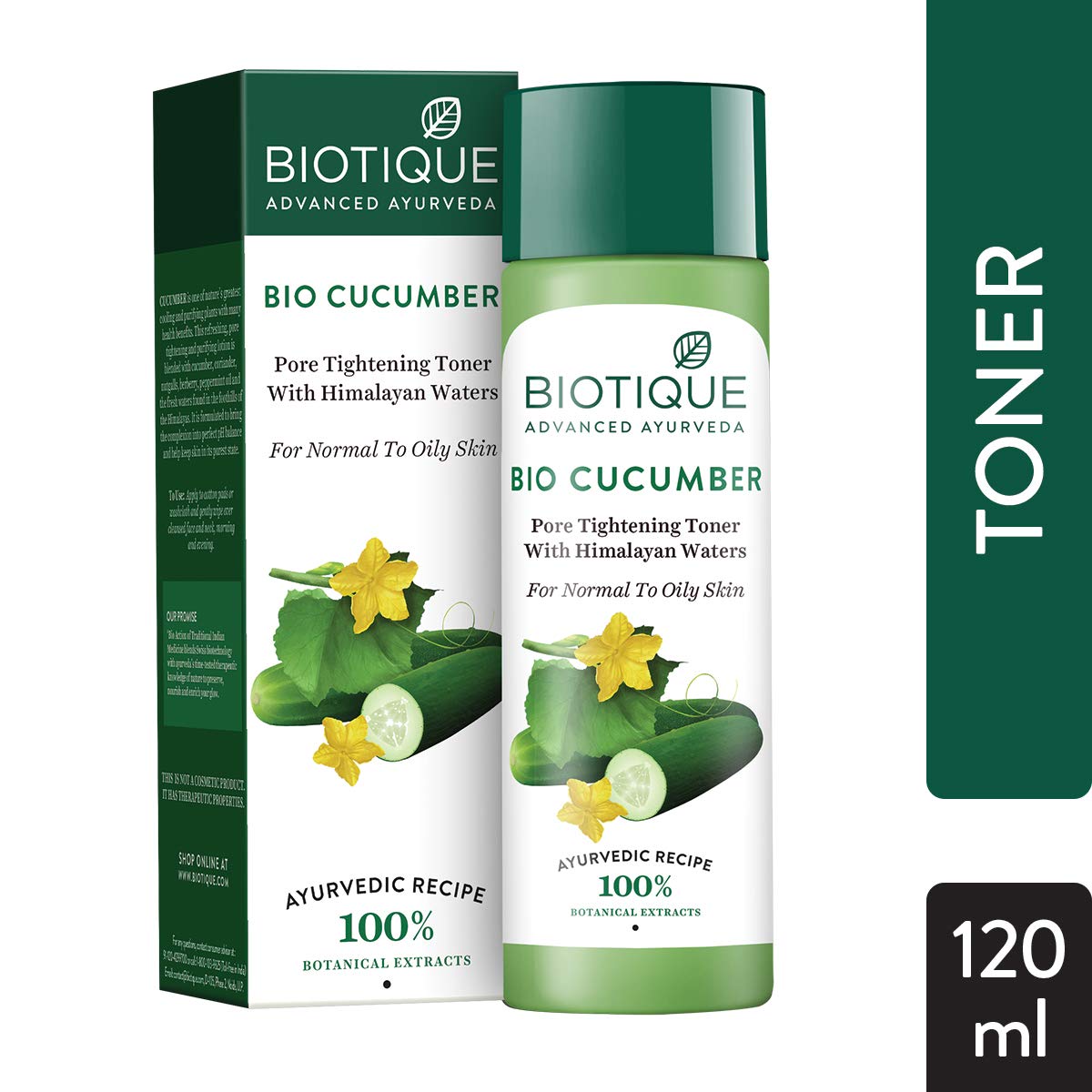 Biotique Bio Cucumber Pore Tightening Toner 120ml & Bio White Advanced Fairness Cream 50g - Hydrating Facial Toner & Brightening Moisturizer for Glowing Skin | Daily Skincare Routine, Acne Treatment, Dark Spot Reduction