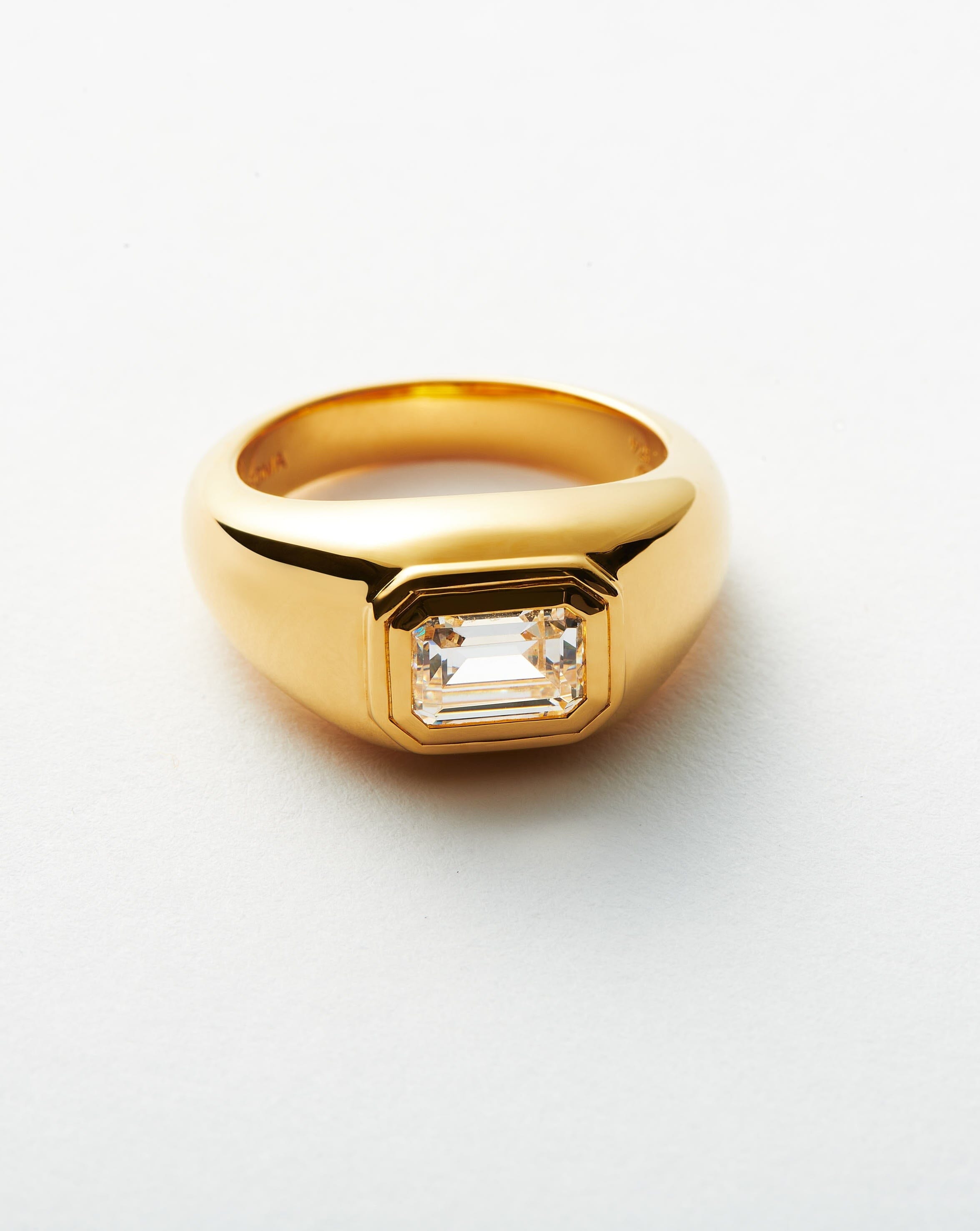 18K Gold Vermeil & Cubic Zirconia Statement Dome Ring - Elegant Jewelry for Women, Perfect for Parties, Weddings & Special Occasions