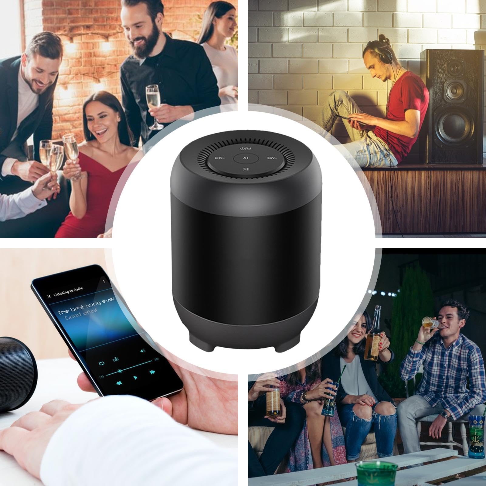 Smart Desk Speaker with Subwoofer - Voice Control & Memory Card Function - Desktop Sound Control Speaker for Office, Home, Camping - Perfect for Work, Music & Outdoor Entertainment