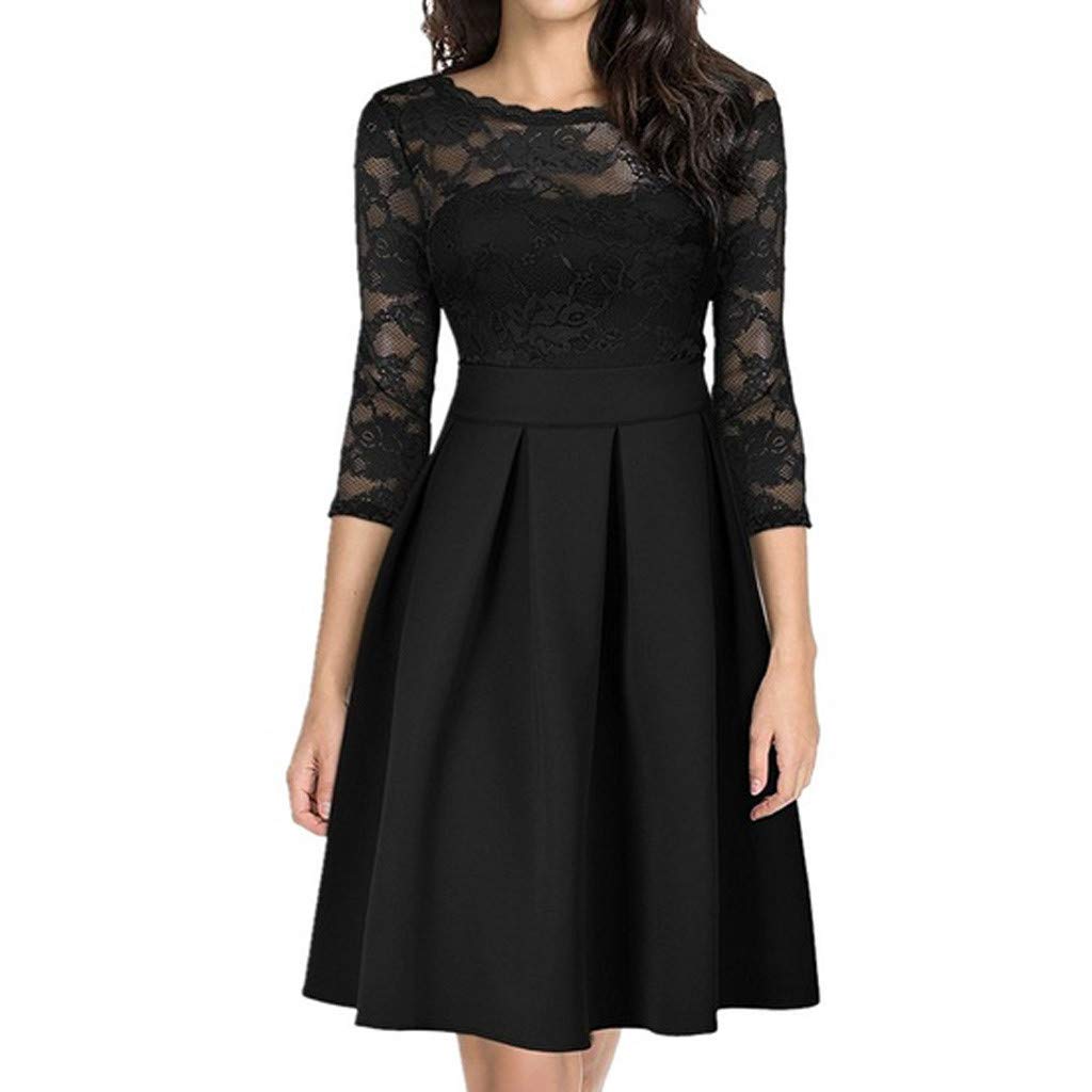 Plus Size Summer Dress for Women - Lace Hollow Quarter Sleeve Casual Patchwork Dress | Perfect for Beach Vacations, Date Nights & Summer Parties
