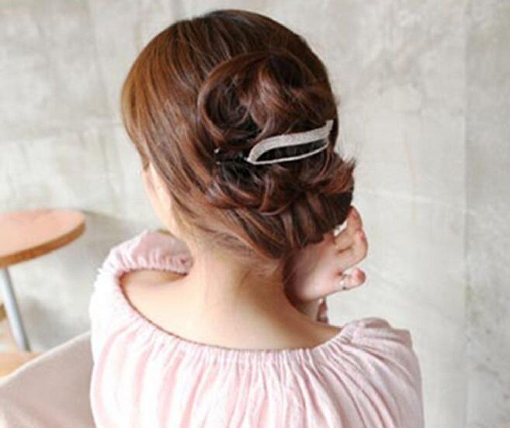 Suoirblss Women's Elegant Banana Hair Clips - Large Rhinestone Claw Clips for Thick Hair, Duck Arch Hair Claw (Black) | Perfect for Updos, Ponytails & Everyday Hairstyles
