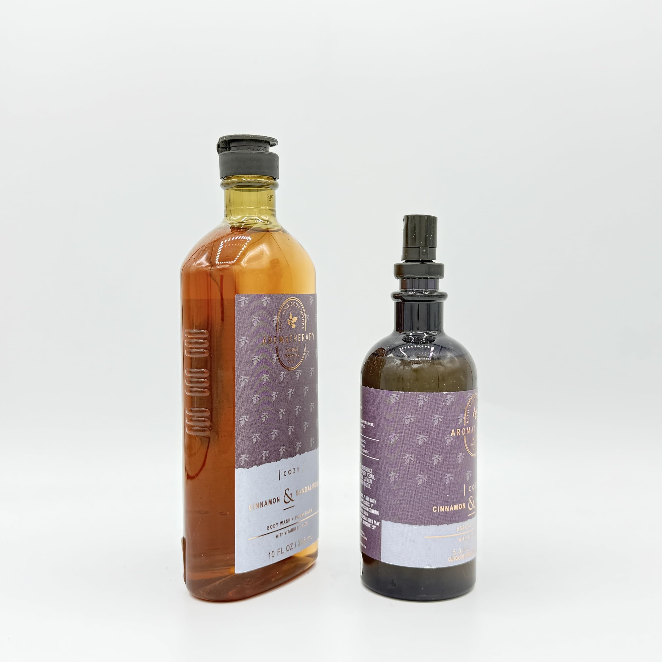 Cinnamon and Sandalwood Body Wash & Essential Oil Mist Set - 2-Piece Aromatherapy Bath & Body Gift Bundle for Relaxation & Stress Relief