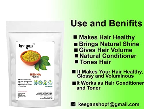 Keegan Herbal Natural & Pure HENNA Powder for Hair Color & Hair Care - 400g (14oz) Pouch | Chemical-Free, Vegan Hair Dye | Perfect for Natural Hair Coloring, Conditioning & Gray Coverage at Home
