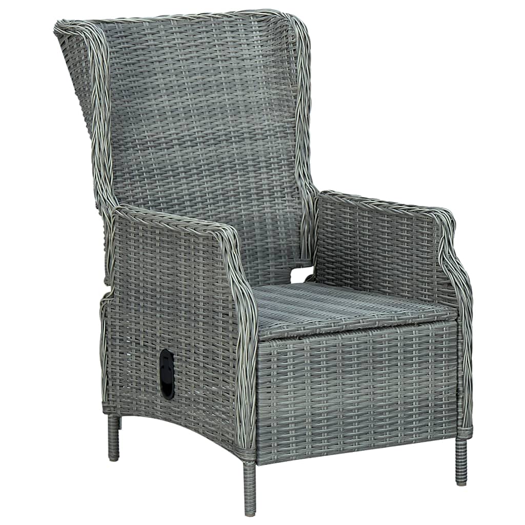 Reclining Patio Chair with Cushions - Light Gray Poly Rattan Outdoor Lounge Chair for Dining Room, Modern Kitchen, Living Room & Garden - Perfect for Indoor/Outdoor Relaxation & Entertaining
