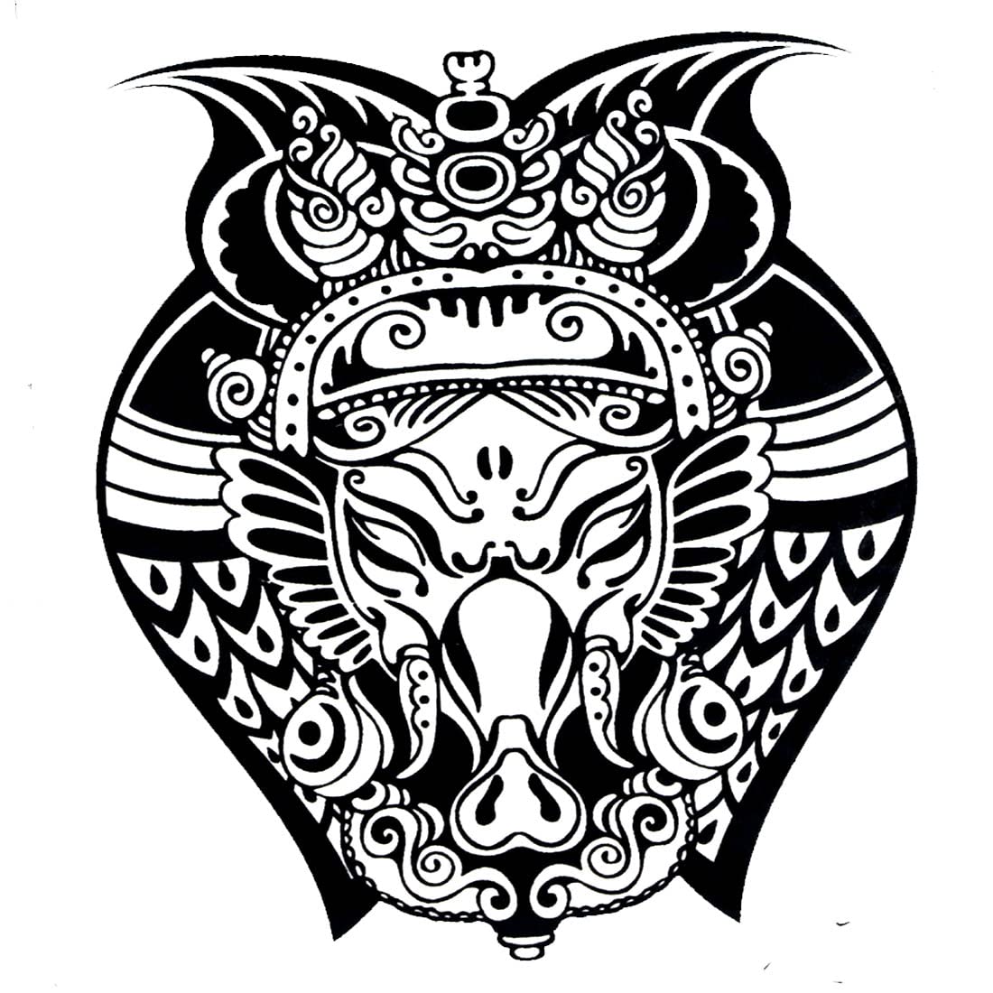 AFH Lord Ganpati Waterproof Temporary Tattoo Stickers - Black Hindu God Ganesha Body Art for Men & Women - Festival, Party, Yoga & Spiritual Decor