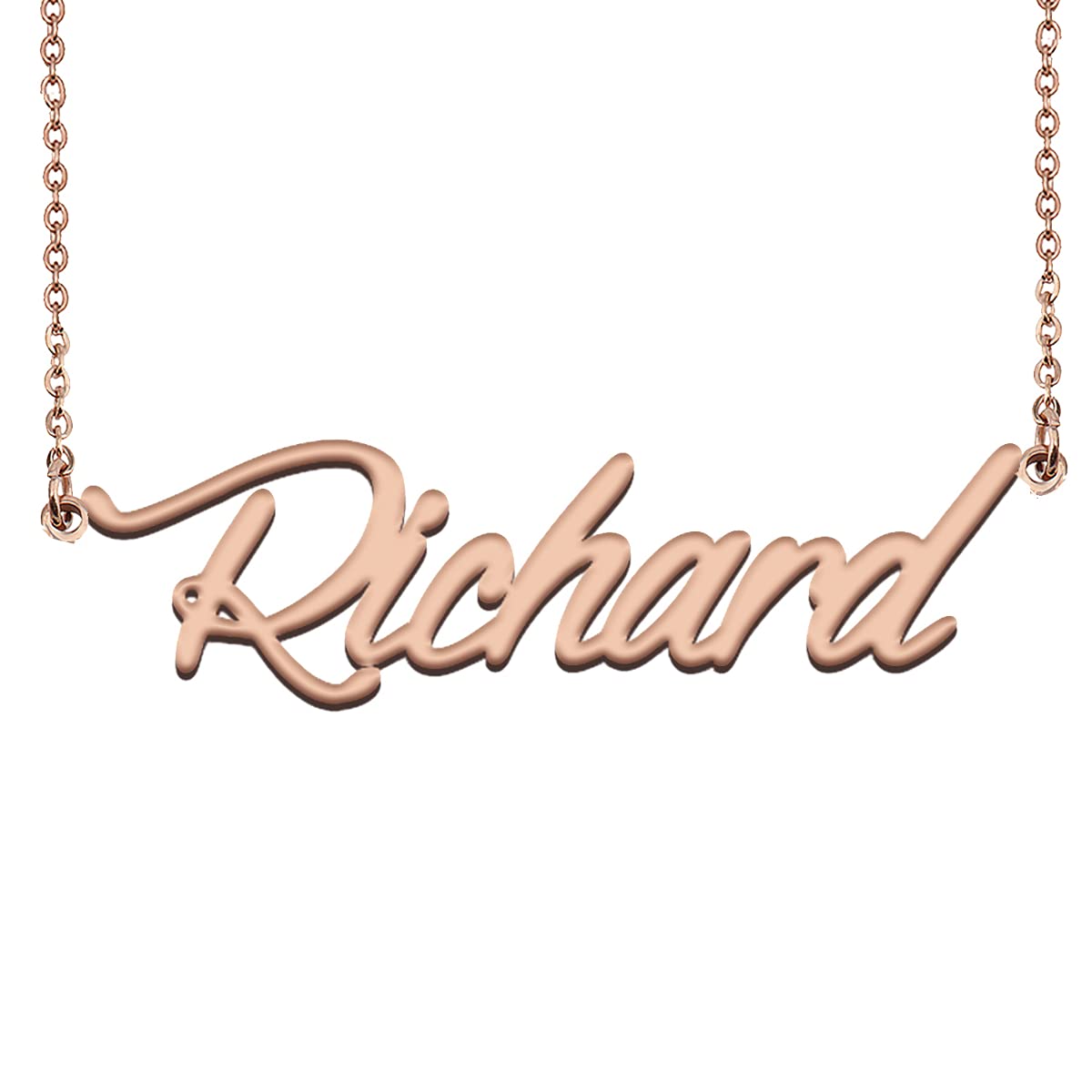 HUAN XUN Personalized Name Necklace - 18K Gold Plated Custom Nameplate Pendant Jewelry for Women & Girls | Rose Gold Engraved Necklace for Birthdays, Anniversaries & Gifts