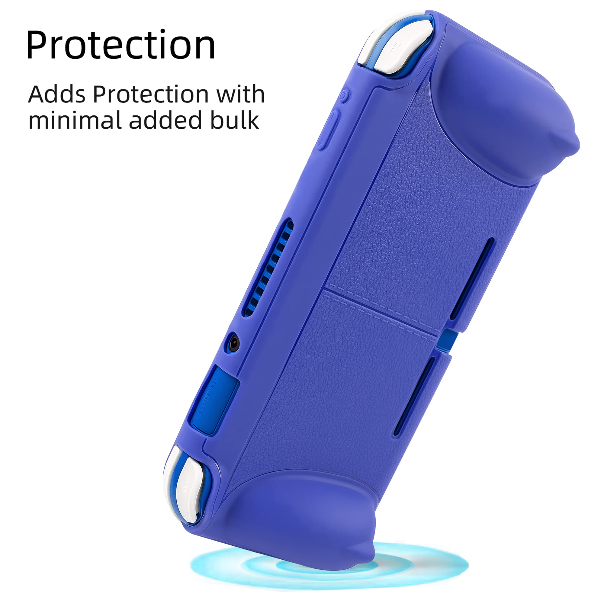 Nintendo Switch Lite Protective Case - Soft Grip TPU Cover with Ergonomic Handles & 4 Thumb Stick Caps | Self-Standing Design | Perfect for Gaming On-The-Go (Blue)