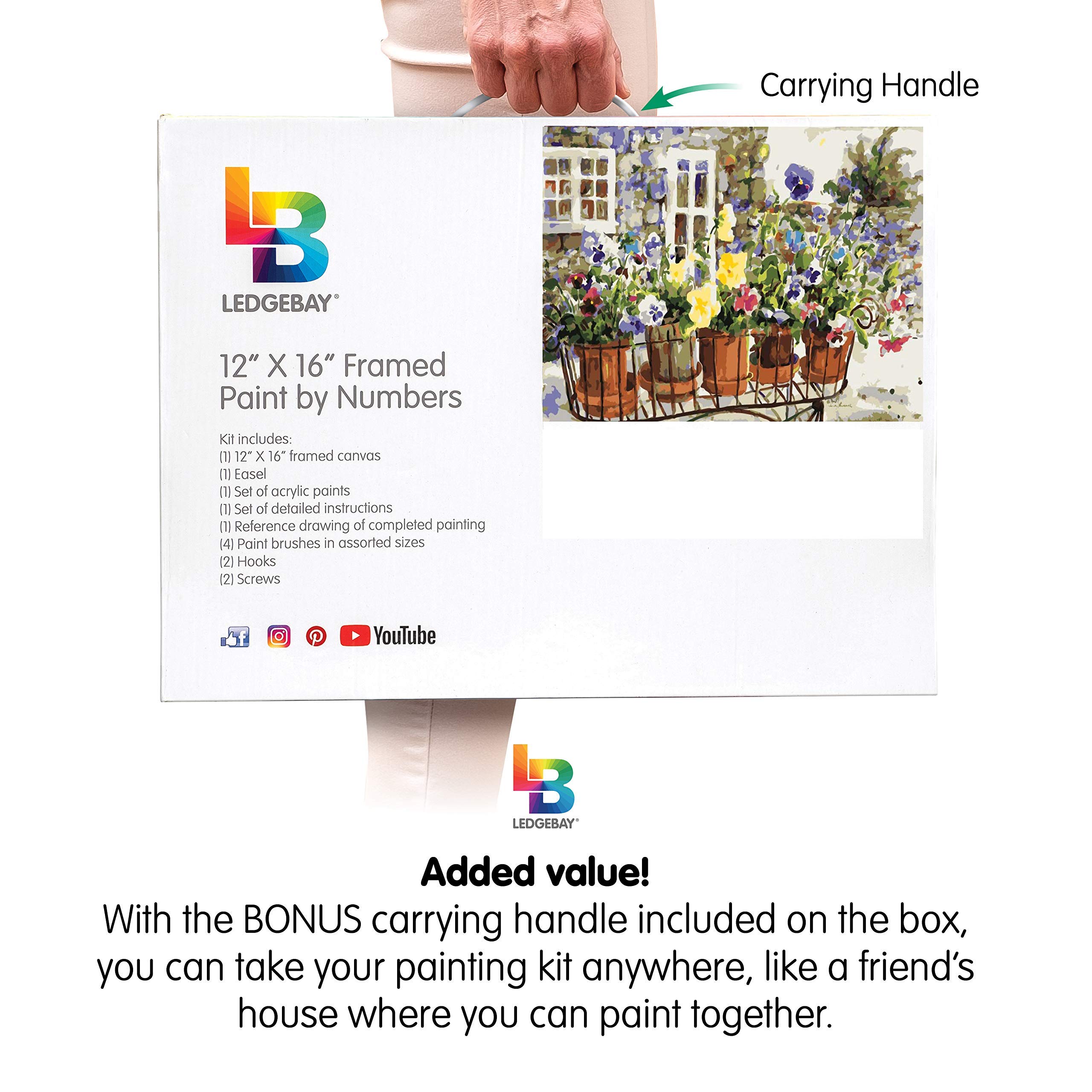 Ledgebay Paint by Numbers Kit for Adults - Beginner to Advanced DIY Art Set with Ritas Pansies Design, 12