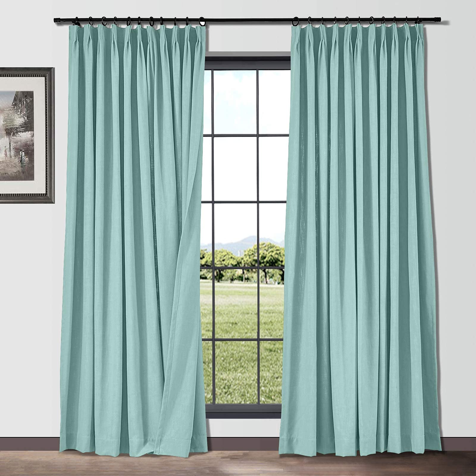 Blackout Curtains for Bedroom & Living Room - Double Pinch Pleated, Stress-Free Hanging with Hooks, 62