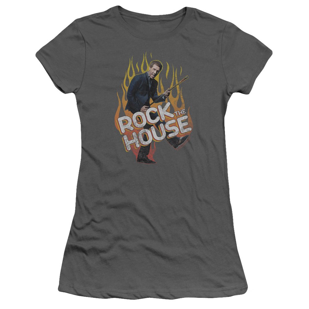 Trevco Rock The House Juniors' Sheer Fitted T-Shirt | Trendy Graphic Tee for Women & Girls | Perfect for Concerts, Parties & Casual Wear