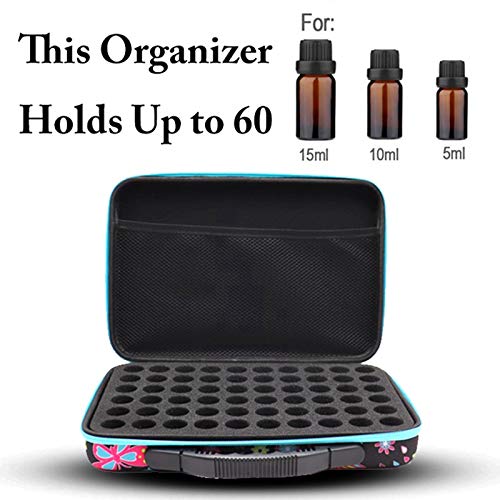SOWUNO 60 Bottle Essential Oil Carrying Case - Portable Butterfly Design Essential Oil Organizer for Travel, Home & Outdoor Aromatherapy Use