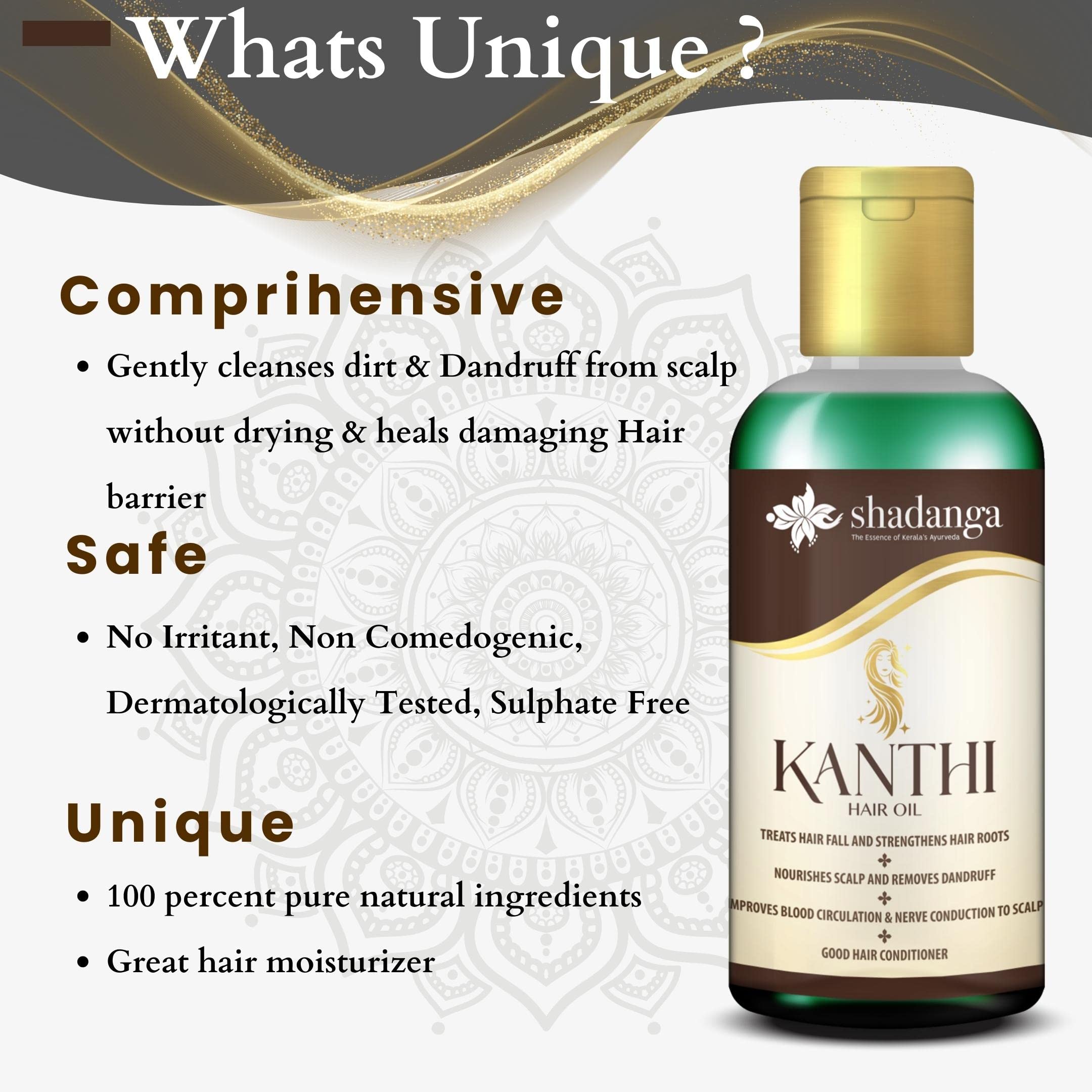 Shadanga Kanti Ayurvedic Hair Oil - 100ml | Natural Remedy for Hair Fall Control, Dandruff Treatment & Hair Growth | Nourishes Scalp, Strengthens Roots | Improves Blood Circulation & Nerve Health | Perfect for Daily Hair Care & Scalp Massage at Home