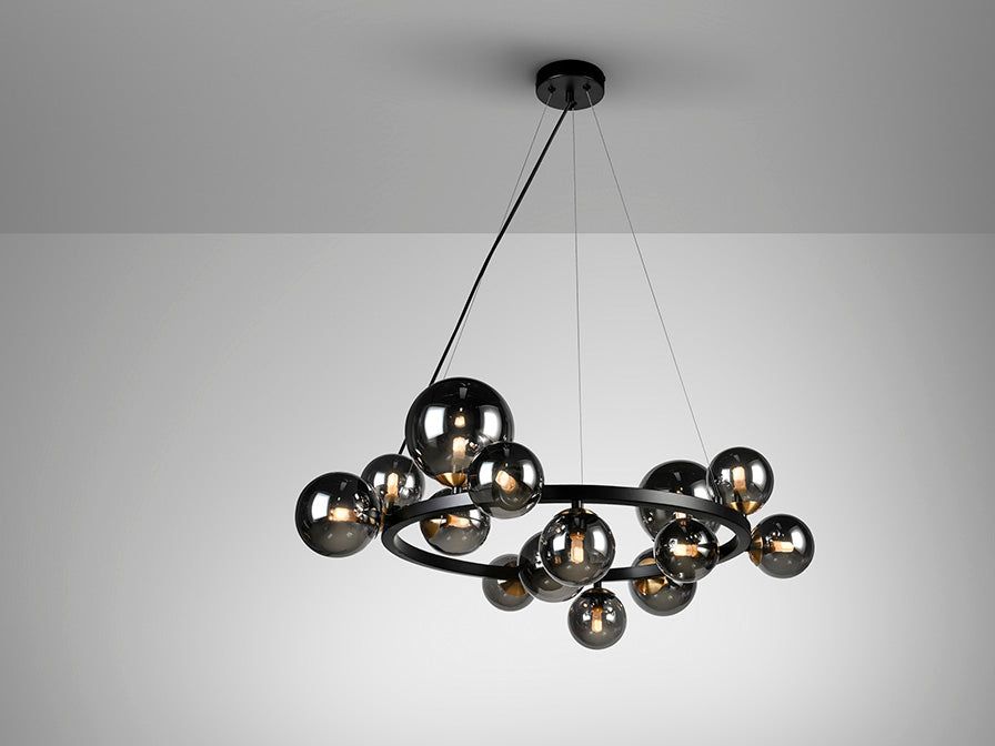 Astros Centre Ceiling Light in Matt Black & Polished Brass - Modern Lighting Fixture for Living Room, Bedroom, and Dining Room