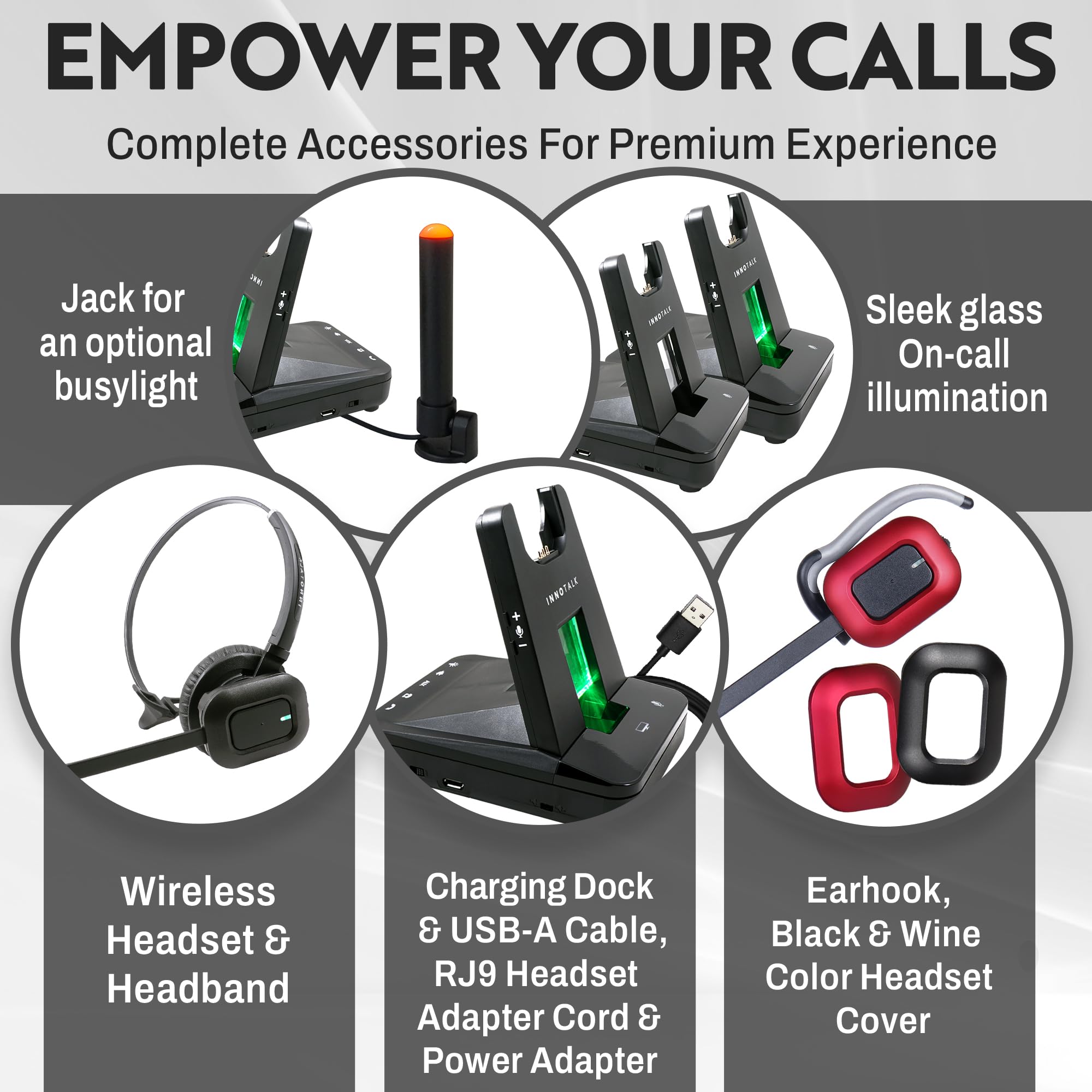 INNOTALK Wireless Headset for Computer Calls & Remote Answering – Compatible with Avaya 9608, 9610, 9611, 9620, 9621, 9630, 9640, 9641G, 9650, 9670 (Explorer) – Ideal for Office, Call Center & Remote Work