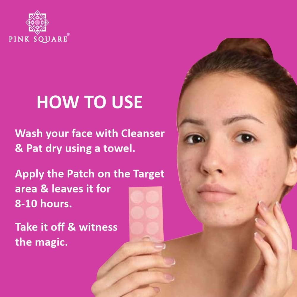 Pink Square Acne Pimple Patches - 24 Invisible Waterproof Hydrocolloid Spot Treatment with 2% Salicylic Acid (36 Count) for Men & Women - Overnight Pus Reduction & Acne Scar Healing - Perfect for Overnight Use, Travel, and Daily Skincare Routine