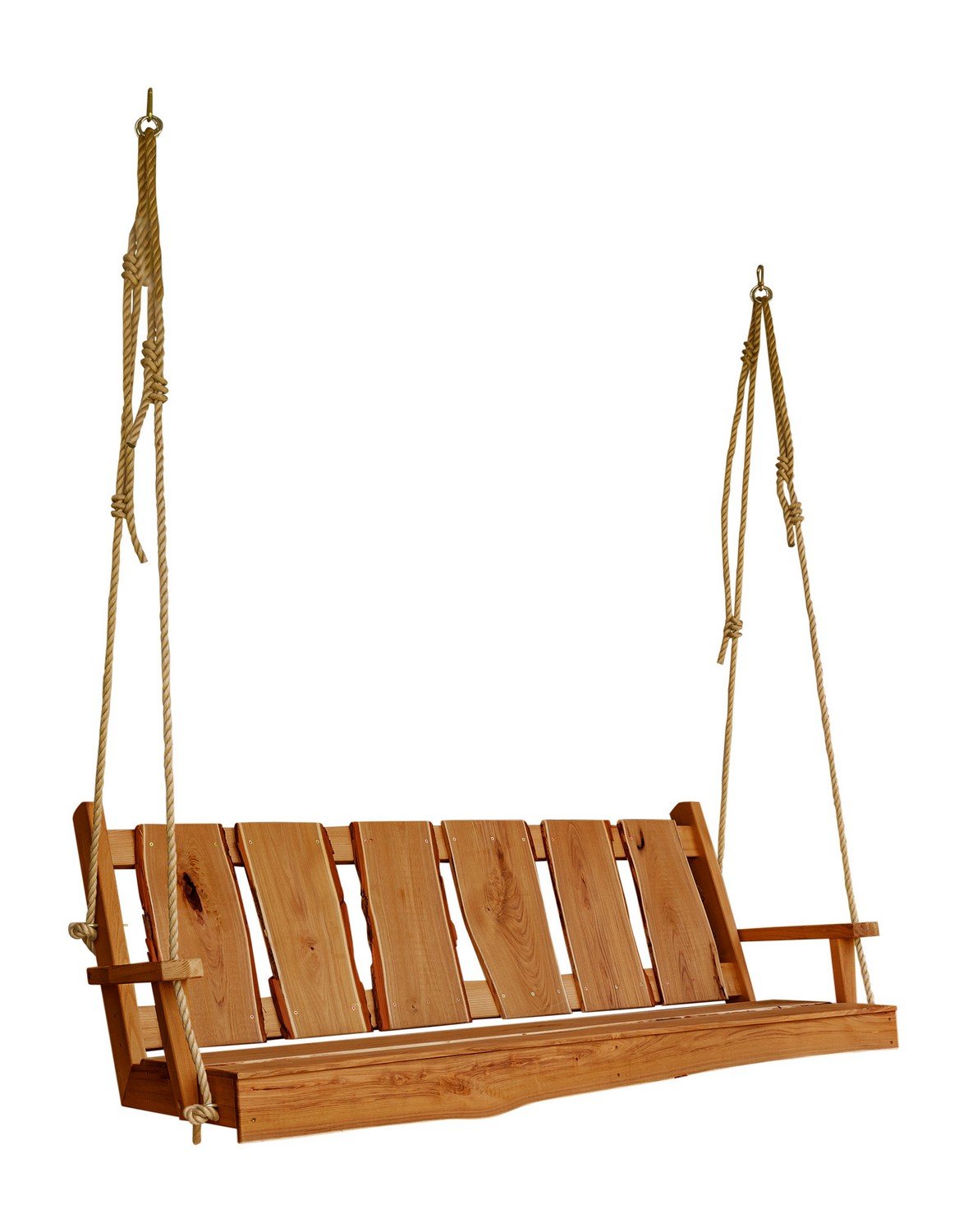 A&L Furniture Blue Mountain Timberland Swing with Rope - Heavy Duty Wooden Porch Swing for Outdoor Garden, Patio, Backyard Relaxation