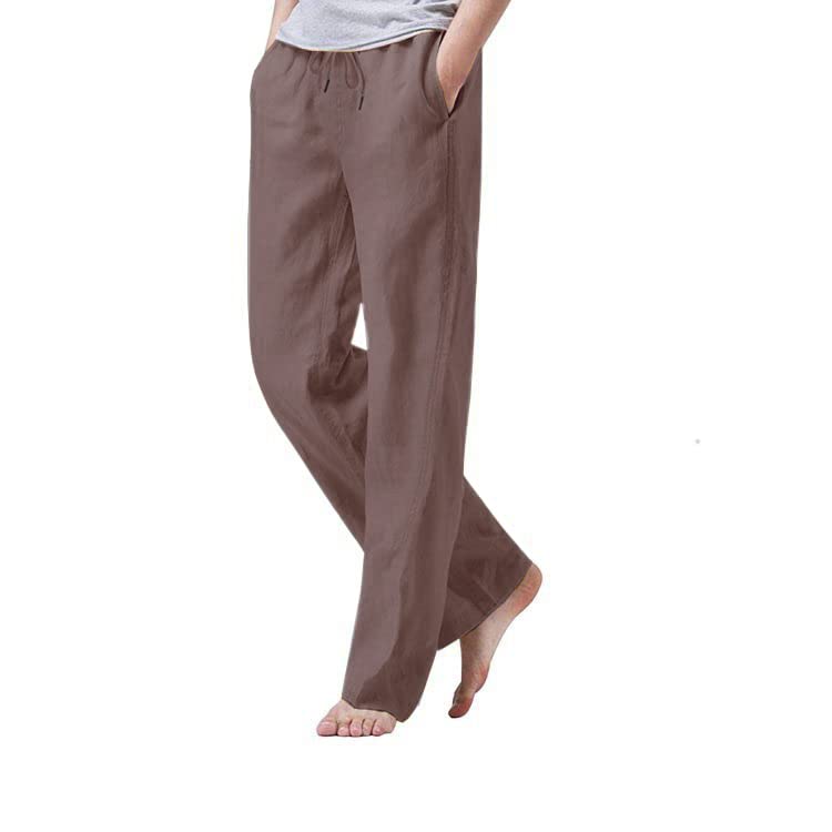 THWEI Men's Linen Casual Pants - Lightweight Loose Fit Drawstring Summer Beach Pants | Perfect for Vacation, Travel & Relaxation