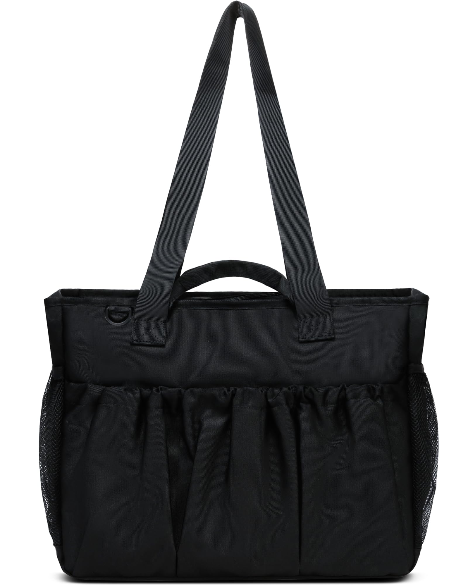 Large Black Utility Tote Bag for Women with Multiple Pockets & Zipper Compartments - Perfect for Work, School, Travel & Everyday Use - Includes Water Bottle Pocket - Great Gift Idea for Women