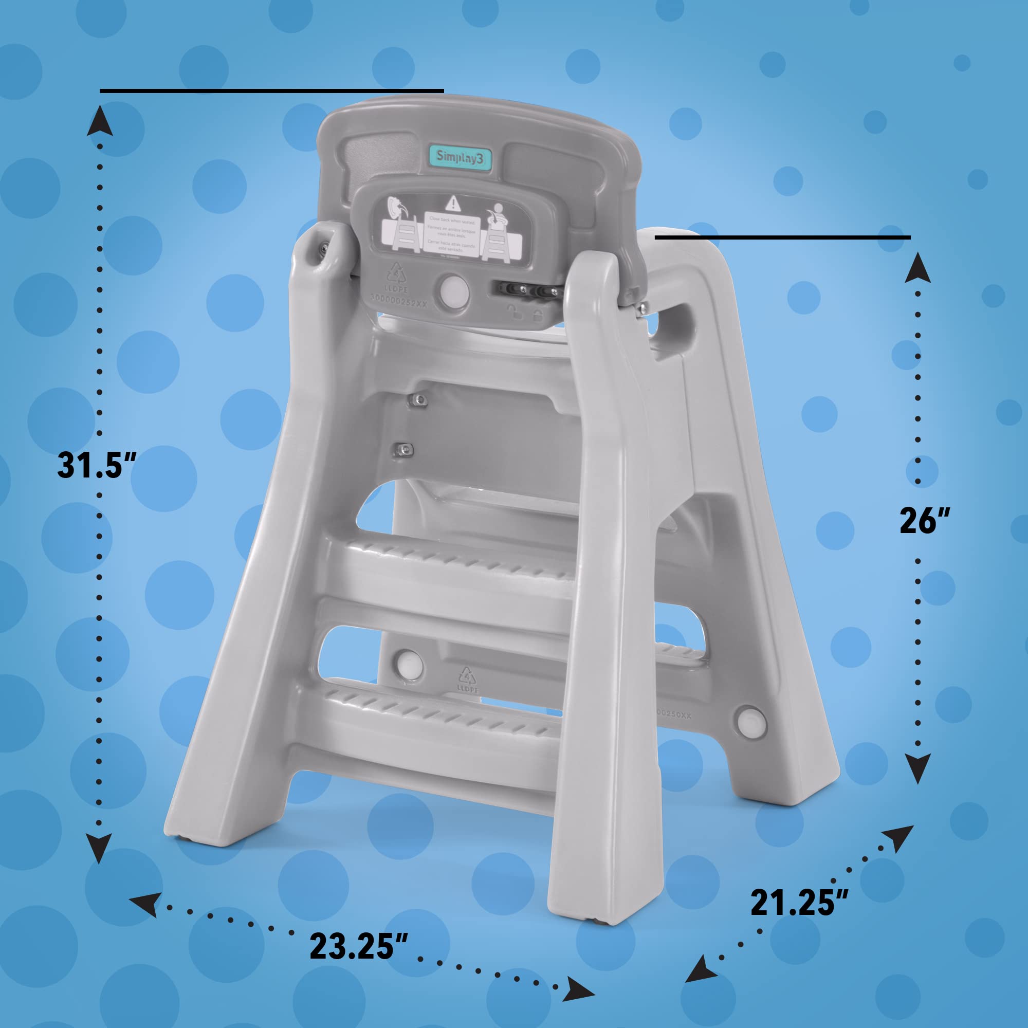 Simplay3 Big Kids Booster Seat - Lightweight Toddler Dining Chair for Kitchen & Restaurant Use, USA-Made Gray Toddler Booster - Perfect for Family Meals & Learning Independence