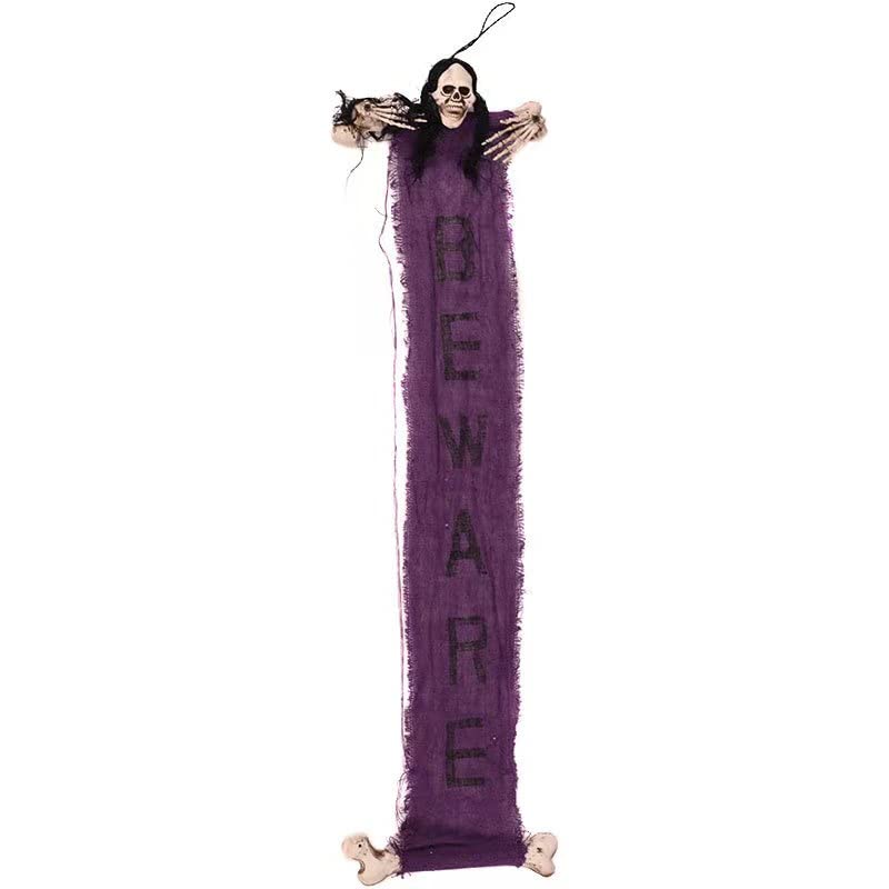 31.5x5.9 Inch Halloween Hanging Skeleton Flag - Gothic Party Decorations for Halloween, Spooky Home Decor & Outdoor Hanging Props - Perfect for Halloween Parties, Haunted Houses & Themed Events