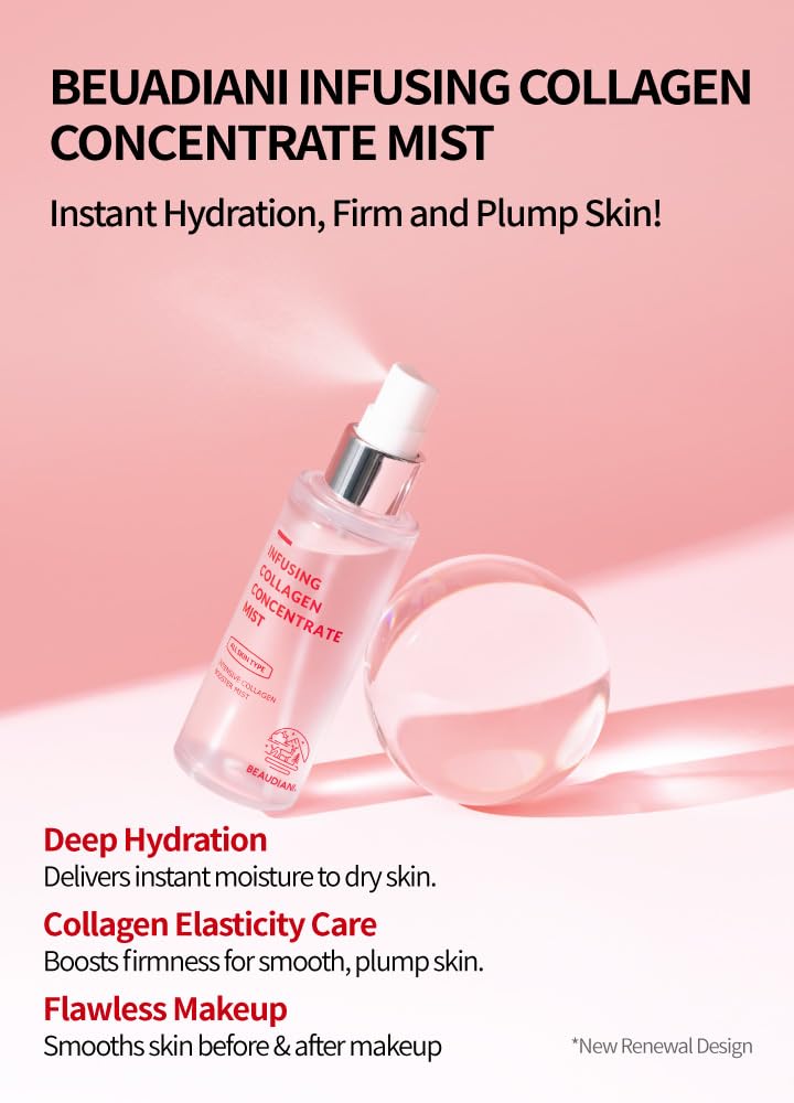 **Collagen Infusing Facial Mist (1.69 fl. oz) – Anti-Wrinkle, Hydrating & Skin Tightening Daily Moisturizer for Glowing Skin | Perfect for Morning Routine & Post-Workout Refresh**
