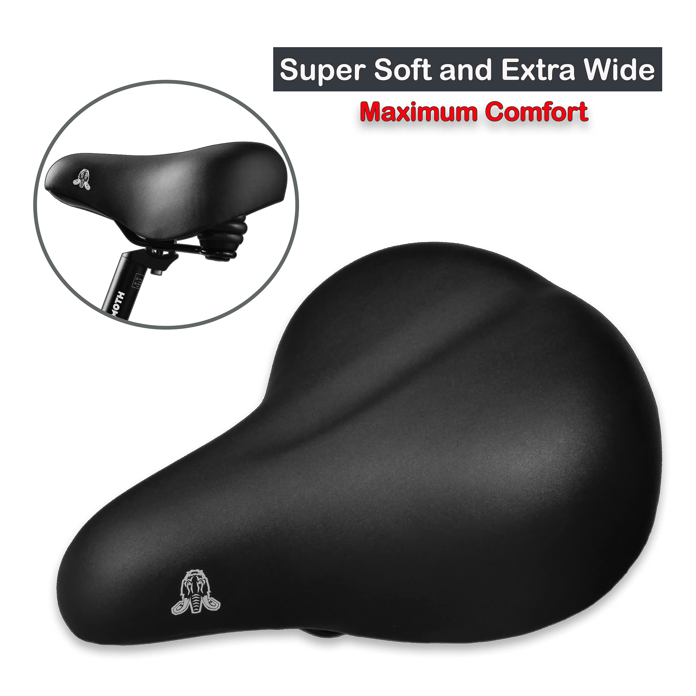 Comfortable Wide Bike Seat for Women & Men - Padded Mountain & Road Bike Saddle - Perfect for MTB, Cycling, Commuting & Long Rides