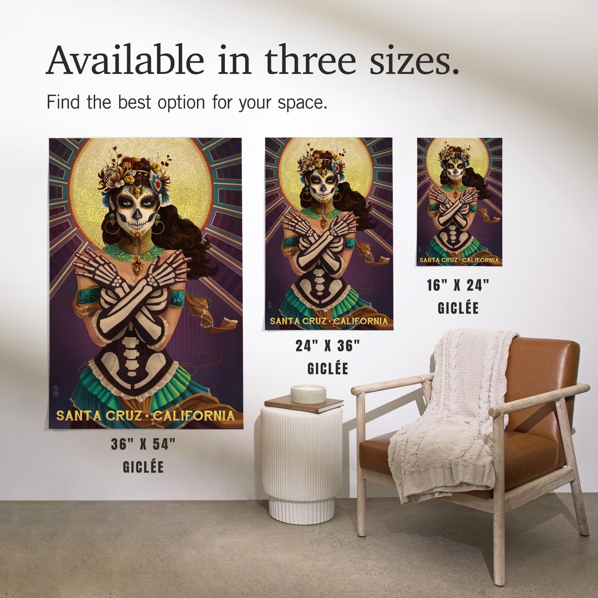 Lantern Press 16x24 Inch Giclee Art Print - Santa Cruz California Day of the Dead Crossbones Wall Decor | Perfect for Home, Office & Gallery Display